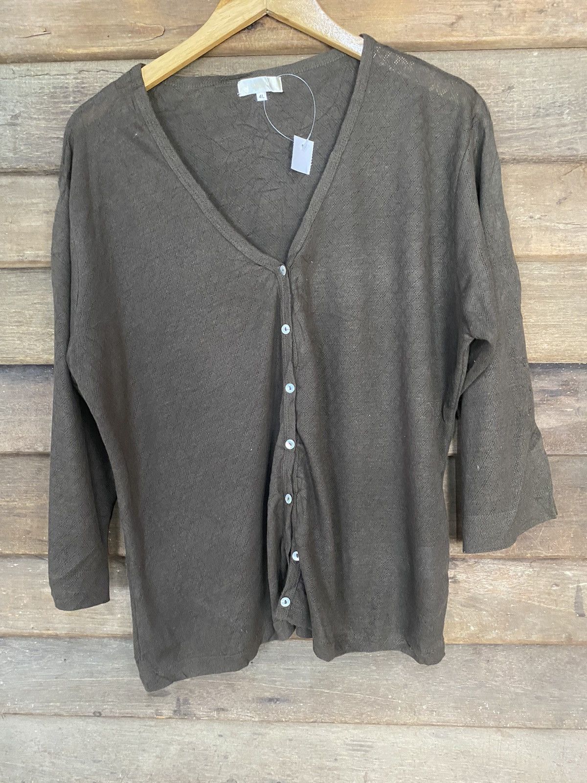 Homespun Knitwear Mellme Dark Brown Cardigan vintage knitwear #7257 Size L / US 10 / IT 46 - 3 Thumbnail