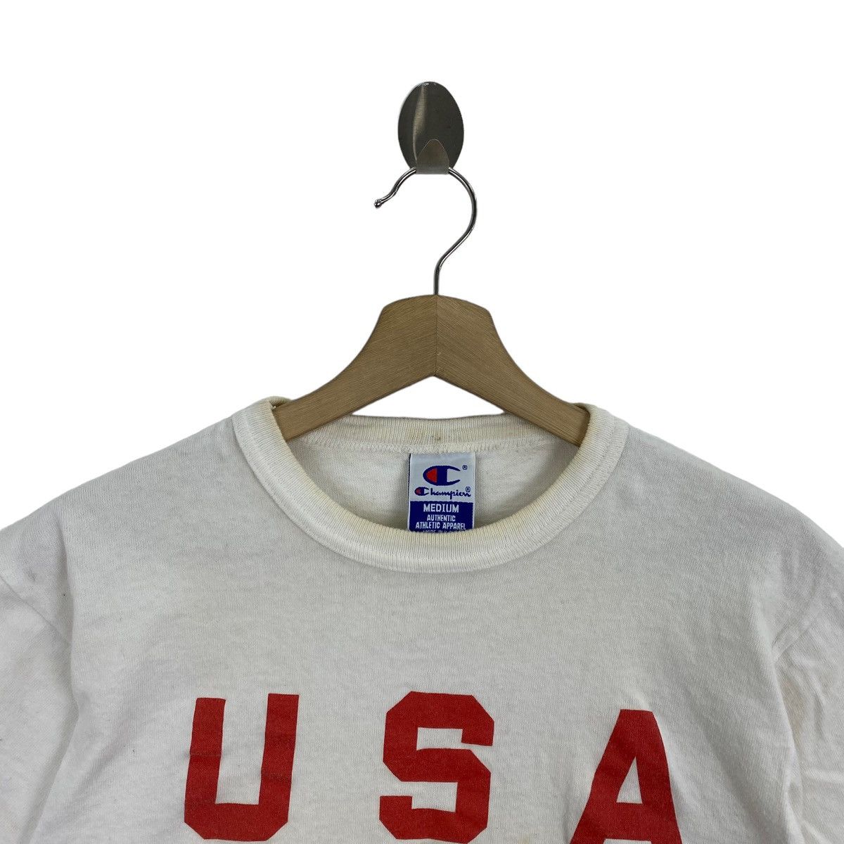 Champion × USA Olympics × Vintage Vintage CHAMPION SCRIPT USA Olympics Logo Print White Short Size US M / EU 48-50 / 2 - 2 Thumbnail