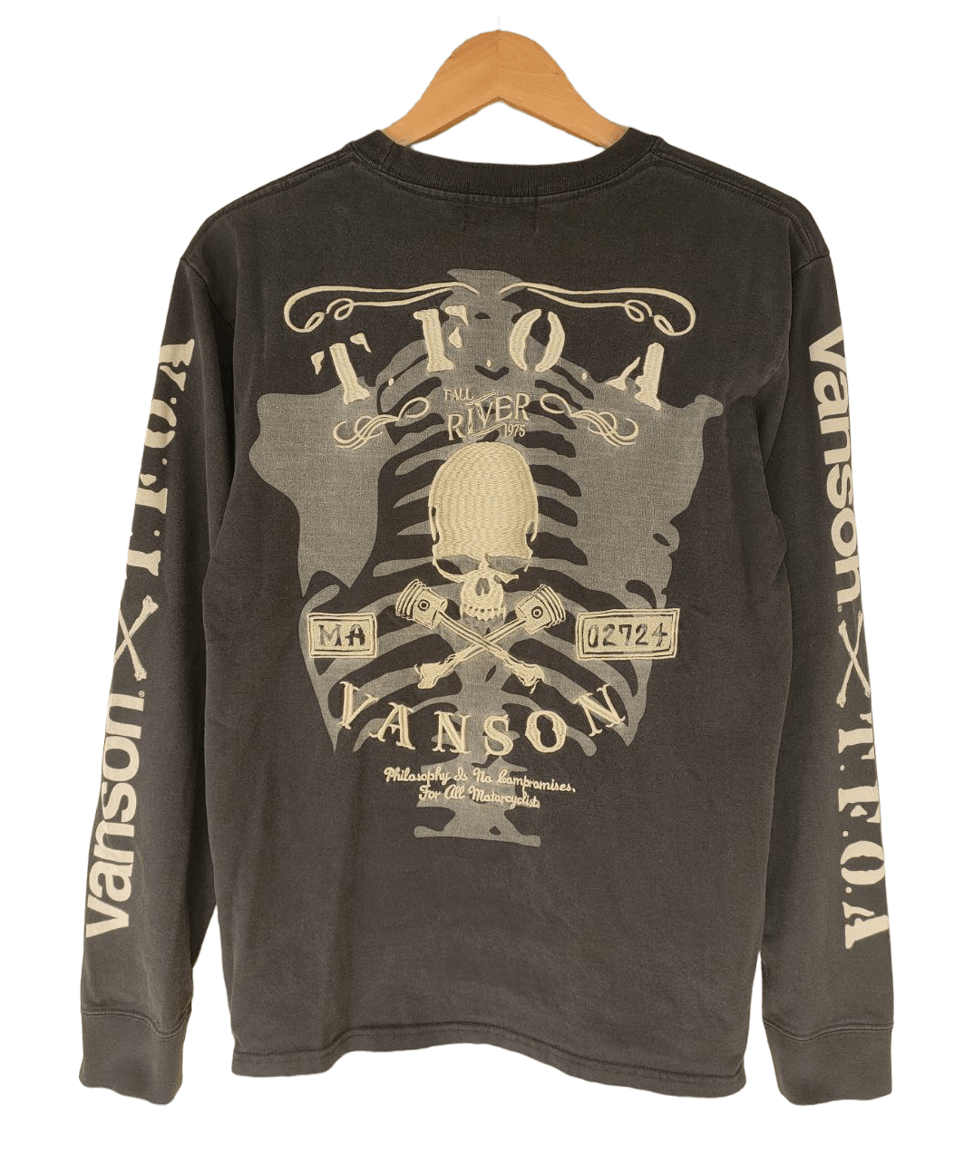 image of Vanson Leather X Tfoa Skulls Long Sleeve T in Black, Men's (Size Medium)