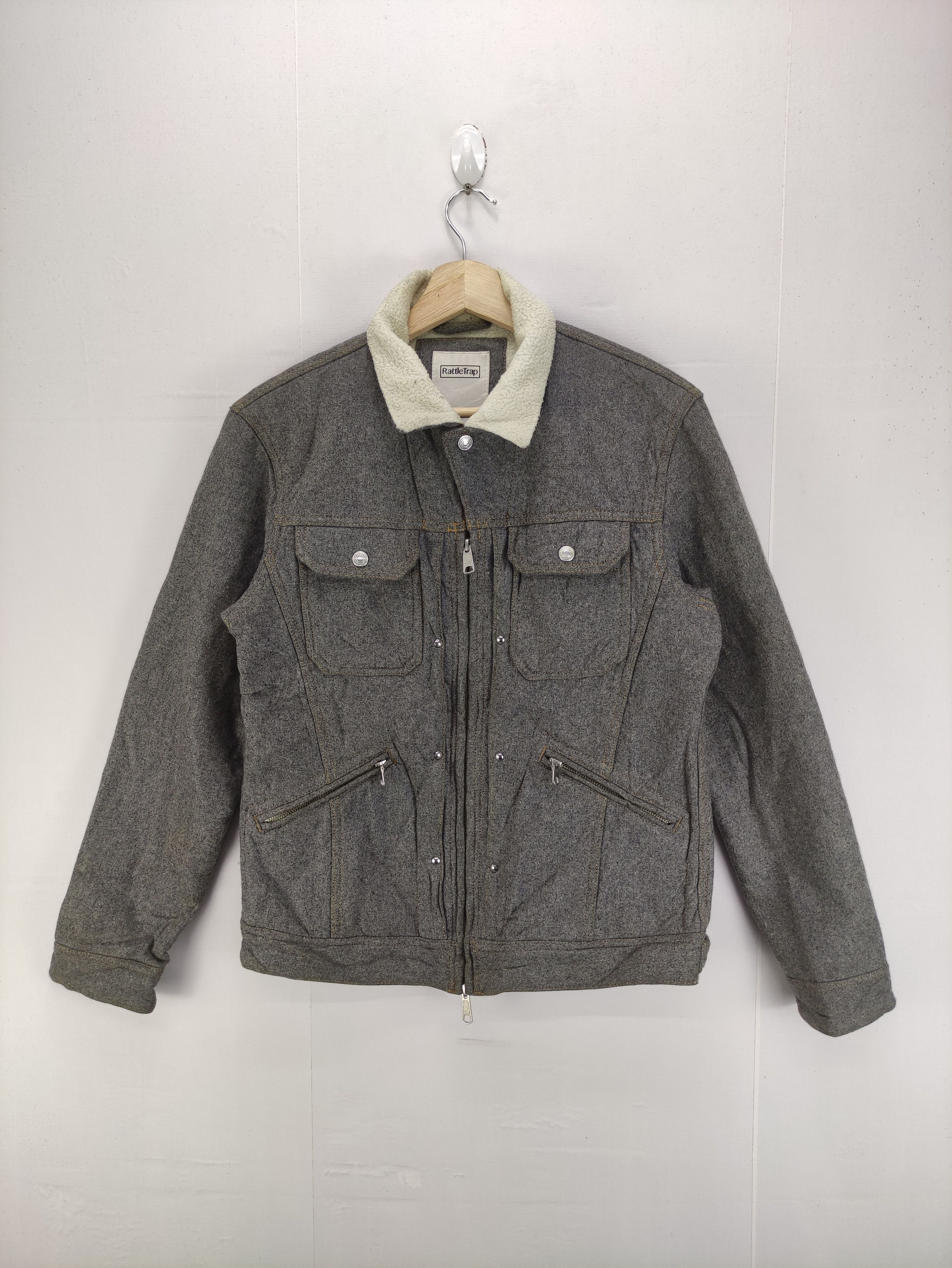 Japanese Brand Vintage RattleTrap Wool Jacket Zipper Lining Fleece Size S / US 4 / IT 40 - 1 Thumbnail