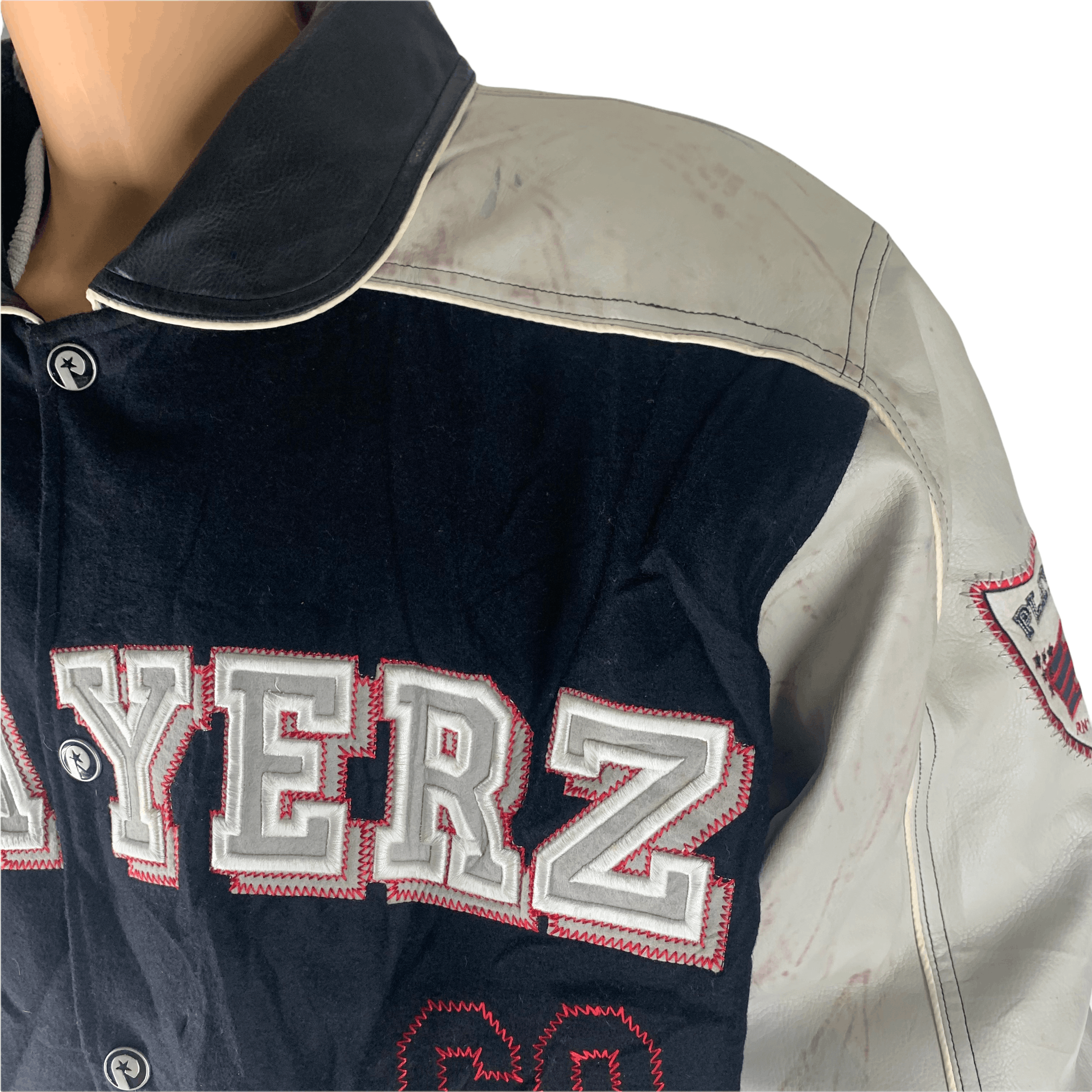 TRASHED Playerz 69 Big Logo Varsity Leather Jacket #3547-112
