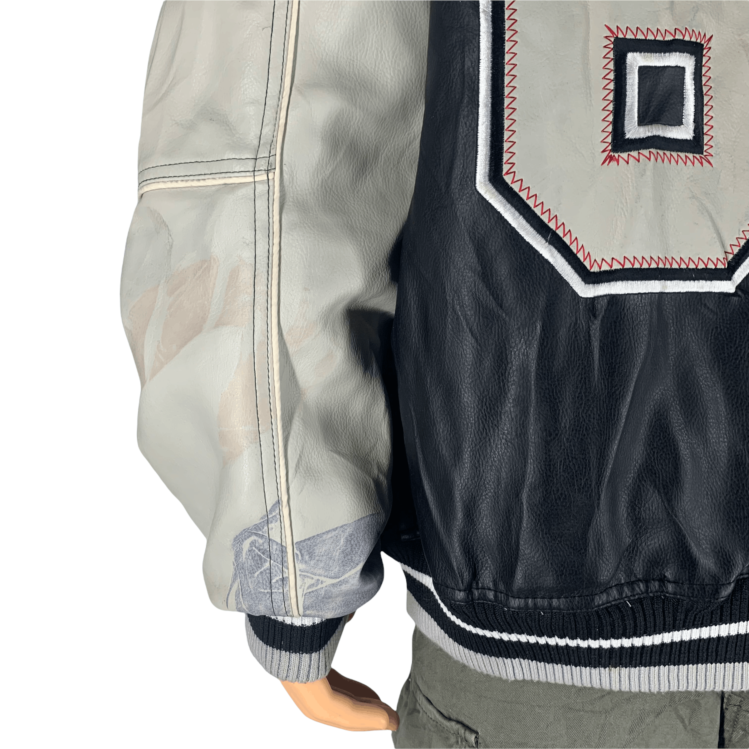 ジャケット・アウター Playerz69 TRASHED Playerz 69 Big Logo Varsity Leather Jacket #3547-112