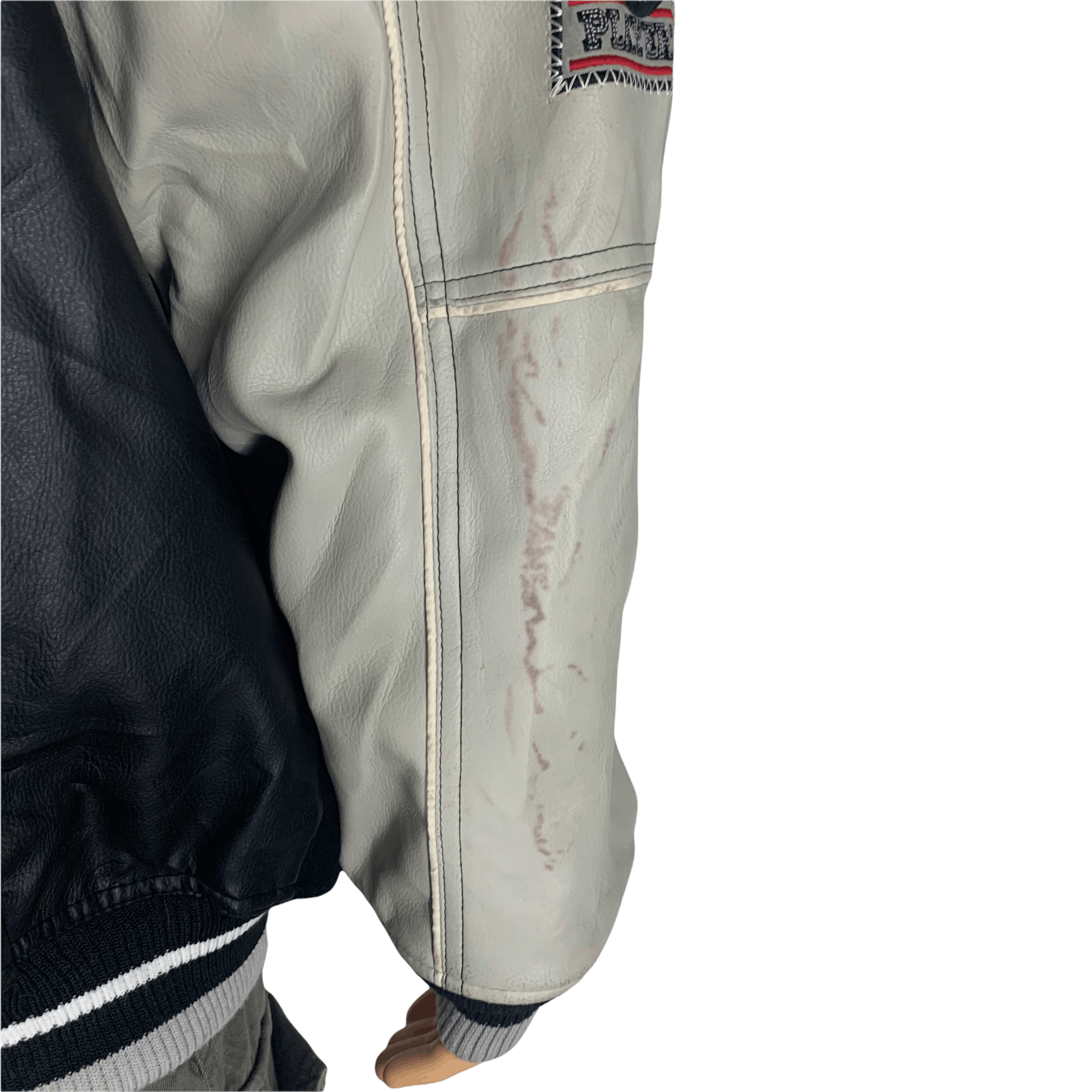Rap Tees TRASHED Playerz 69 Big Logo Varsity Leather Jacket #3547-112 Size US L / EU 52-54 / 3 - 15 Thumbnail