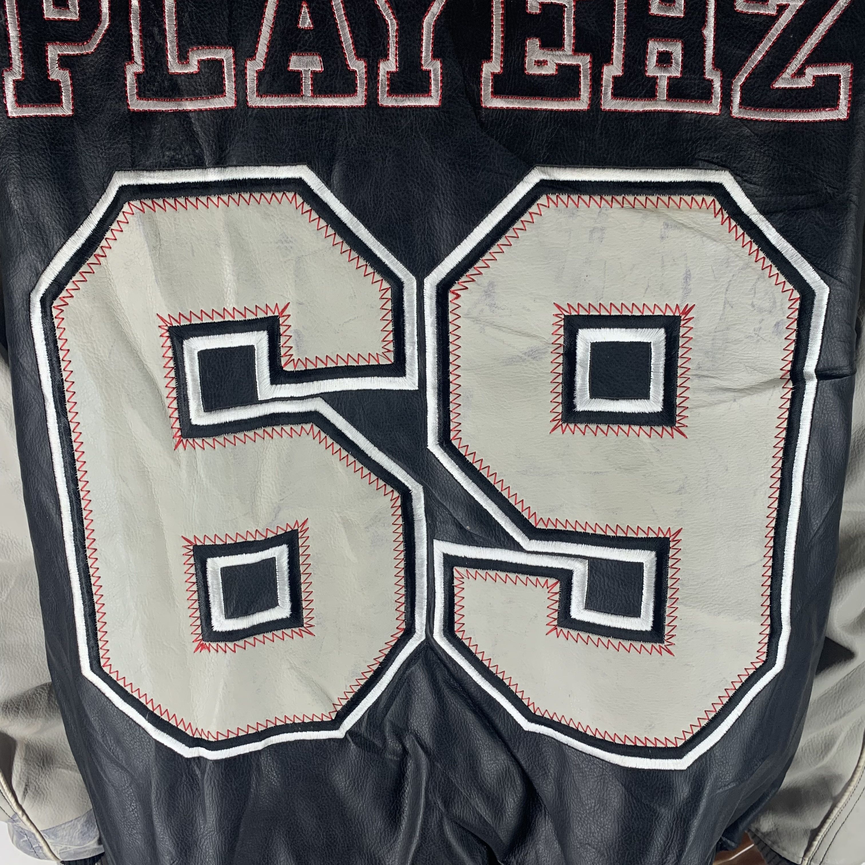 Rap Tees TRASHED Playerz 69 Big Logo Varsity Leather Jacket #3547-112 Size US L / EU 52-54 / 3 - 14 Thumbnail