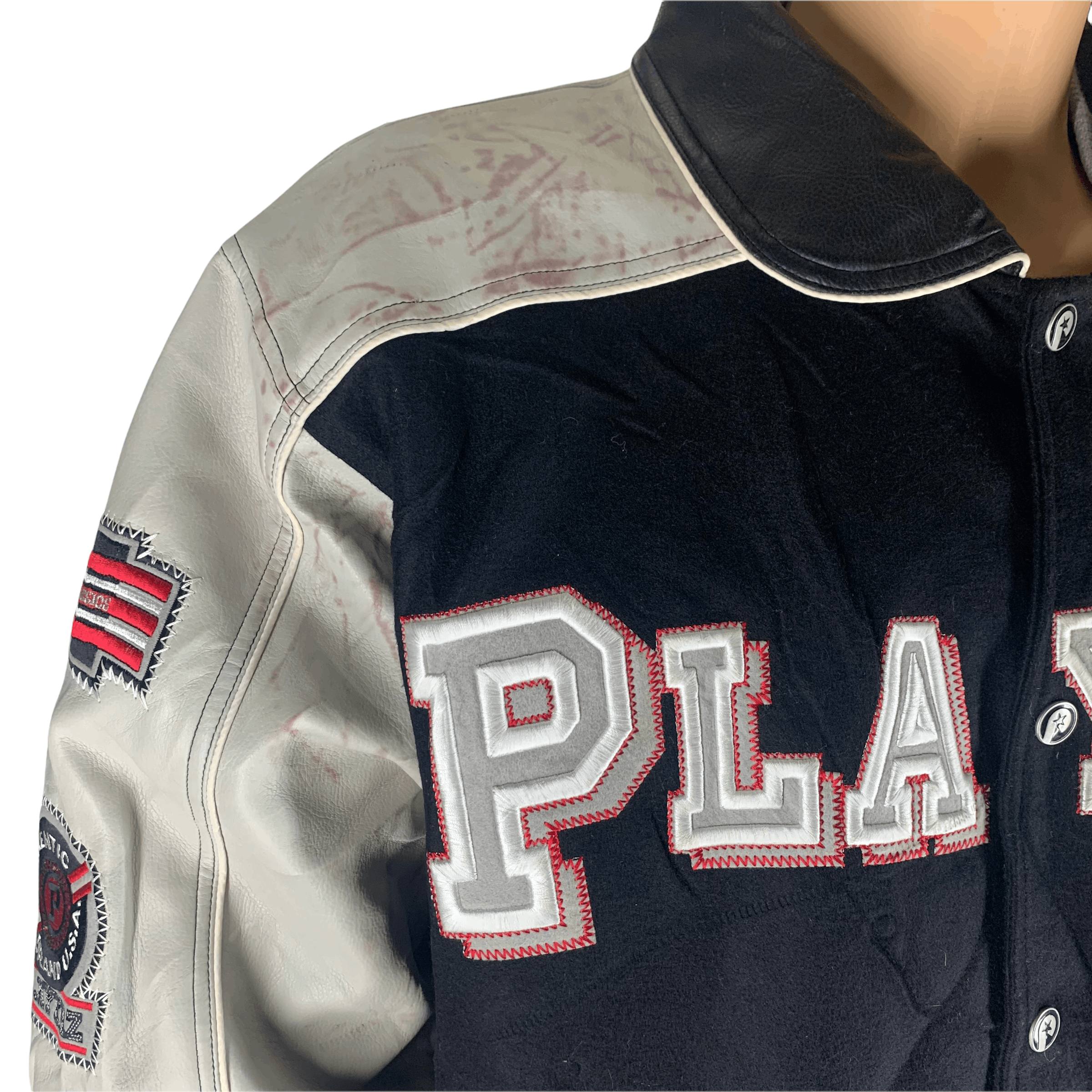 TRASHED Playerz 69 Big Logo Varsity Leather Jacket #3547-112