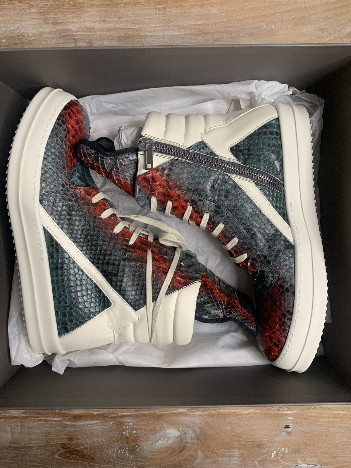 Rick Owens RARE PYTHON LEATHER GEOBASKETS!!! EU45 Size US 12 / EU 45 - 11 Thumbnail