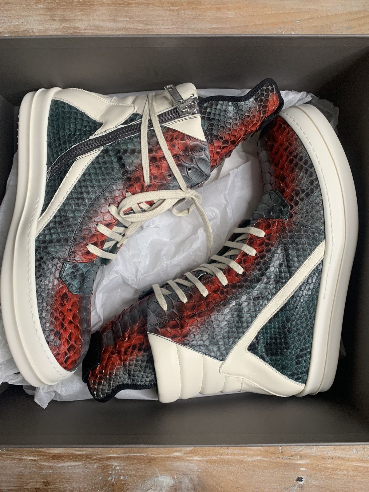 Rick Owens RARE PYTHON LEATHER GEOBASKETS!!! EU44 Size US 11 / EU 44 - 10 Thumbnail