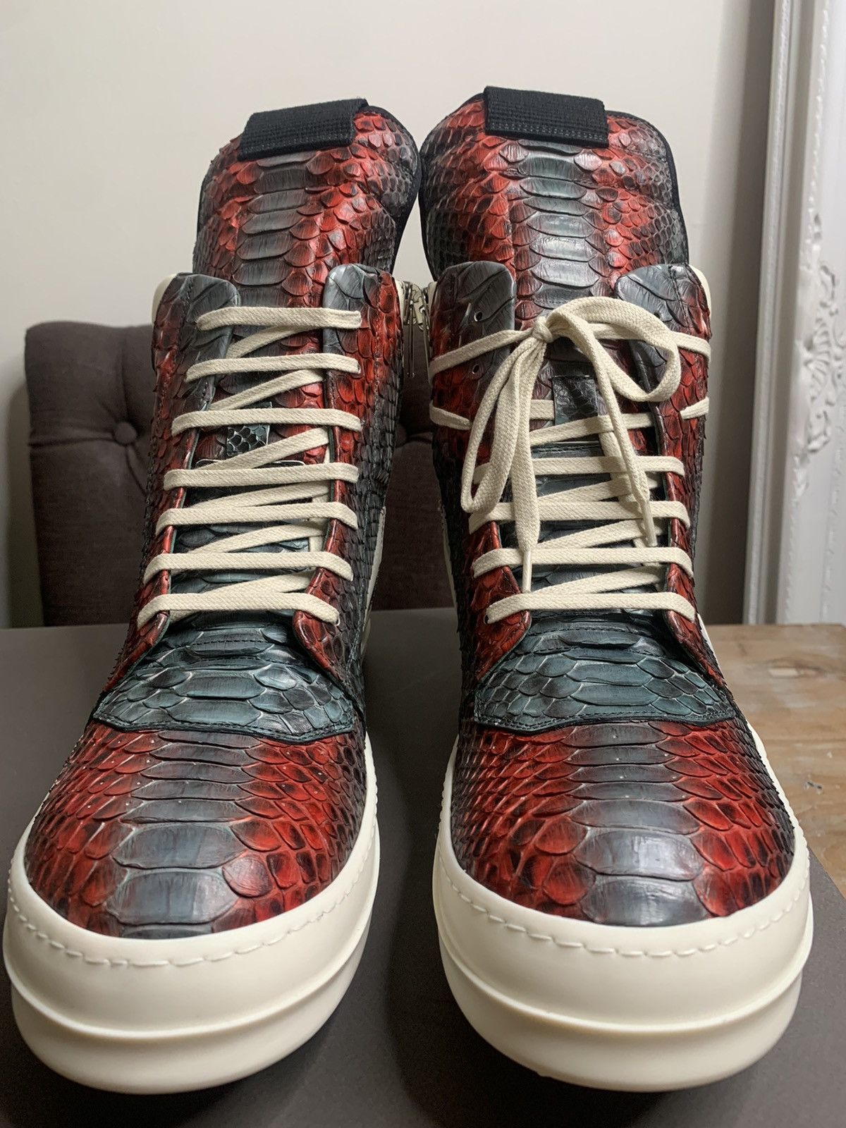 Rick Owens RARE PYTHON LEATHER GEOBASKETS!!! EU44 Size US 11 / EU 44 - 2 Thumbnail
