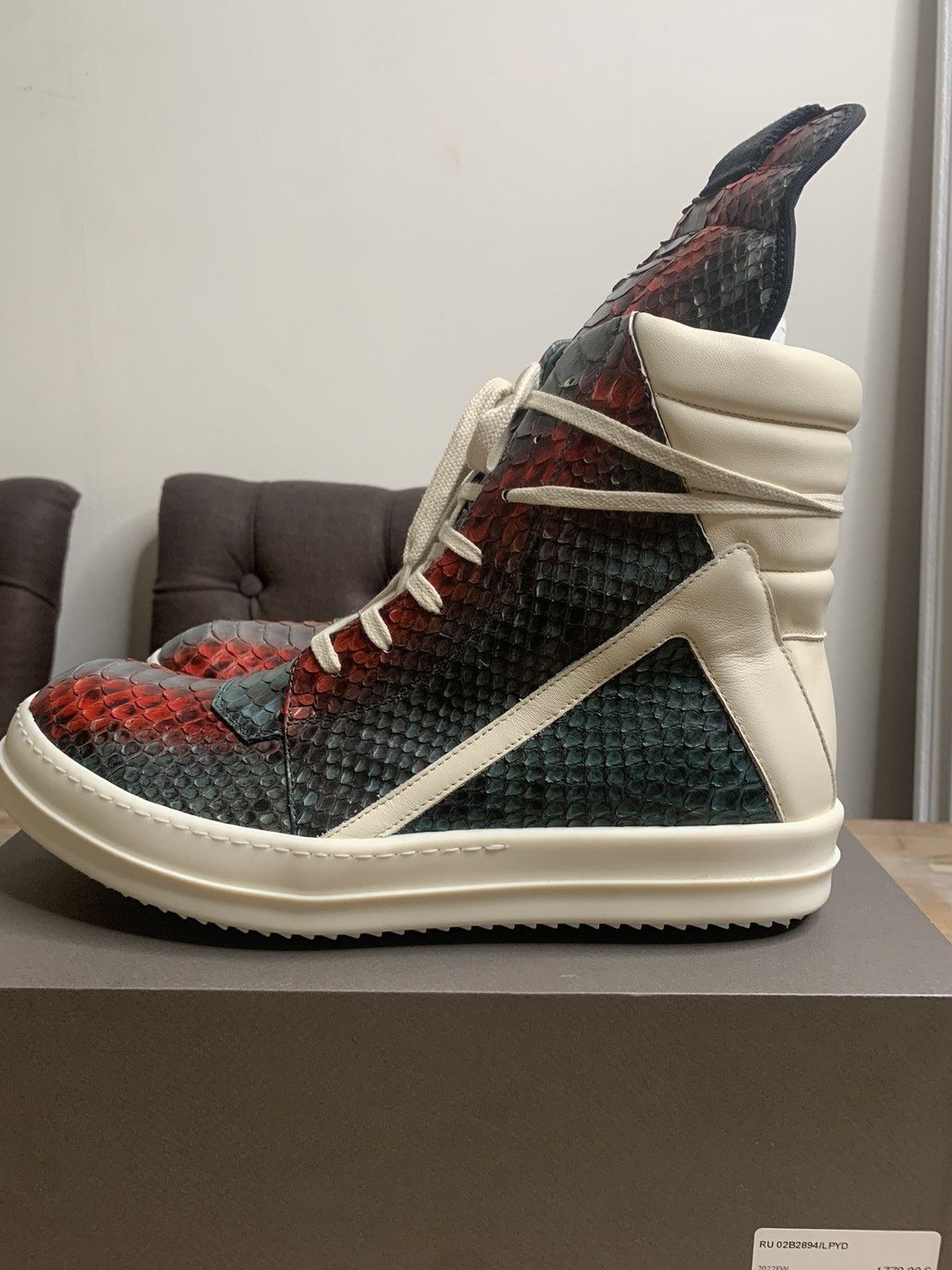 Rick Owens RARE PYTHON LEATHER GEOBASKETS!!! EU44 Size US 11 / EU 44 - 6 Thumbnail