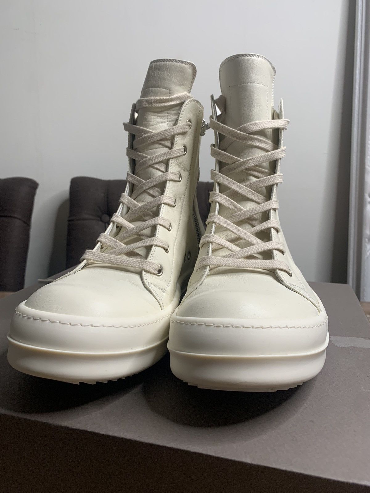 Rick Owens Milk leather high top ramones EU45!!! Size US 12 / EU 45 - 2 Thumbnail
