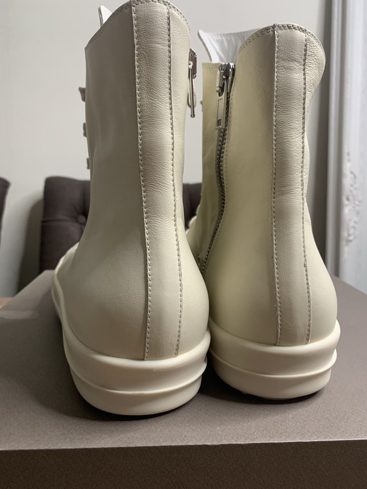 Rick Owens Milk leather high top ramones EU45!!! Size US 12 / EU 45 - 4 Thumbnail