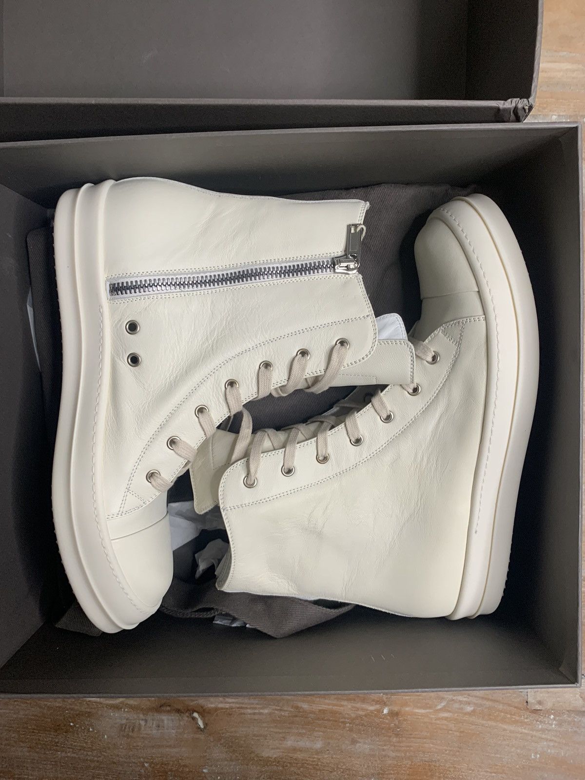 Rick Owens Milk leather high top ramones EU45!!! Size US 12 / EU 45 - 7 Thumbnail