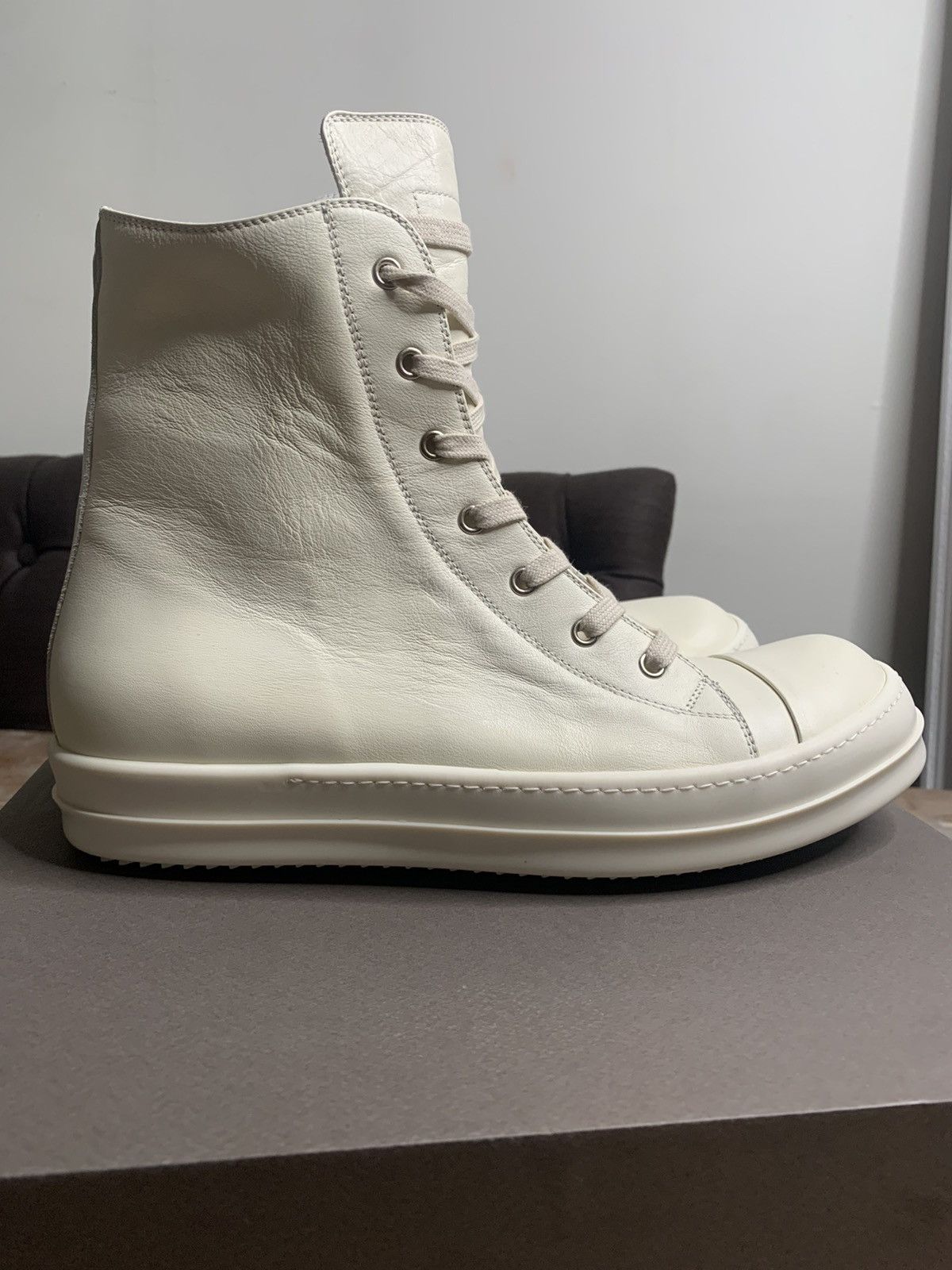 Rick Owens Milk leather high top ramones EU45!!! Size US 12 / EU 45 - 3 Thumbnail