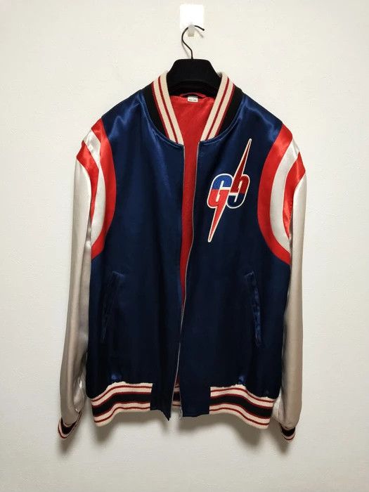 image of Gucci Acetate GG Blade Bomber in Blue, Men's (Size Medium)
