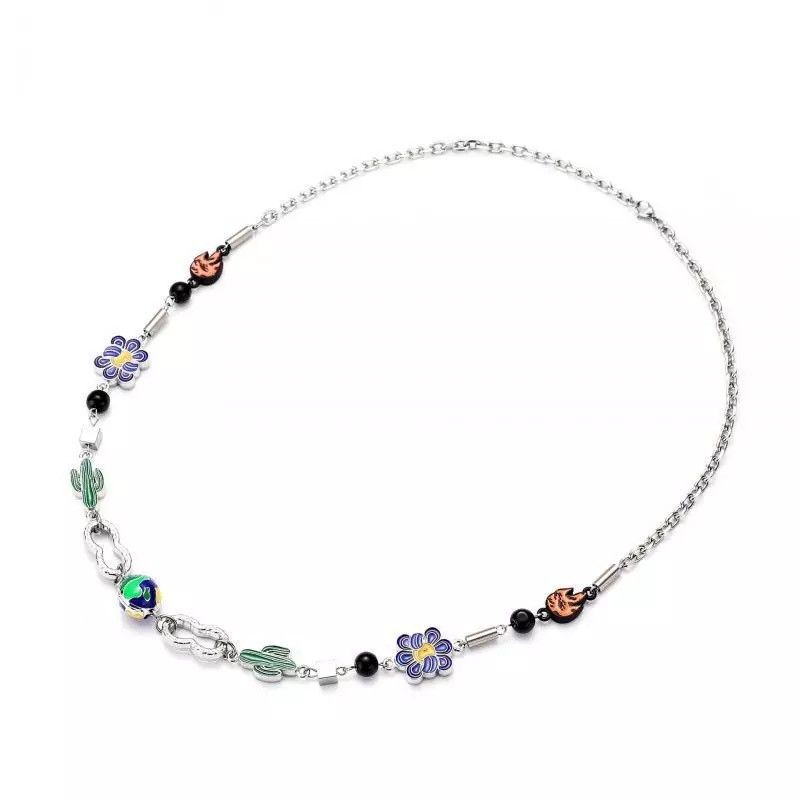 Vintage Cactus Chain World Art Classic Flame Charm Necklace Size ONE SIZE - 2 Thumbnail