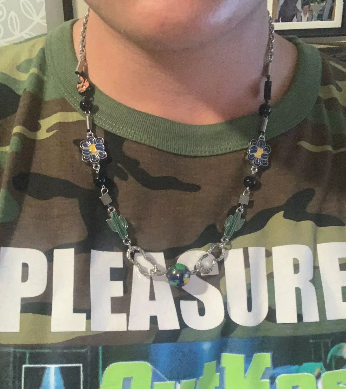 Vintage Cactus Chain World Art Classic Flame Charm Necklace Size ONE SIZE - 5 Thumbnail