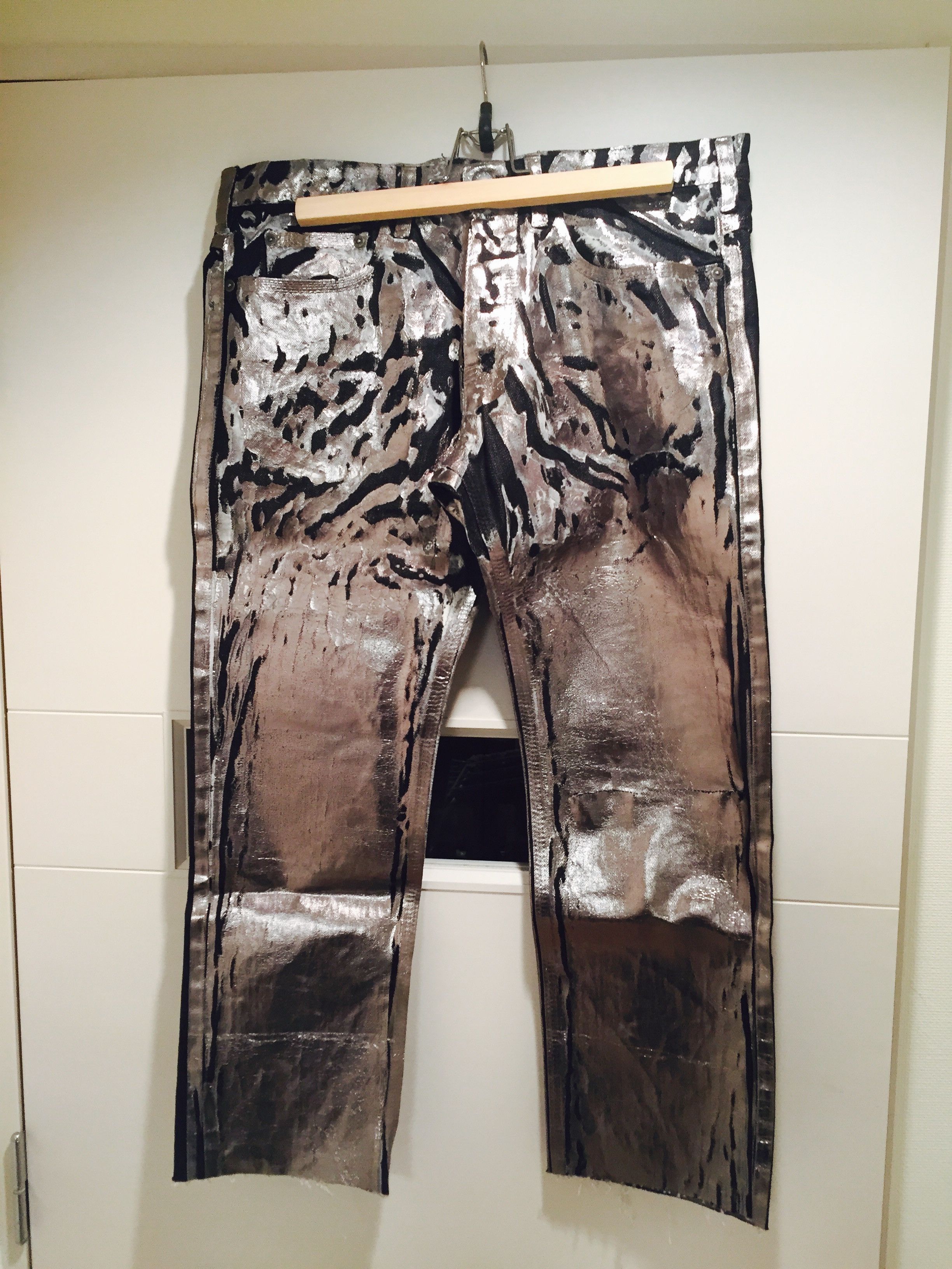Neil Barrett SILVER LUSTER WAX COATED BLACK DENIM Size US 32 / EU 48 - 1 Thumbnail