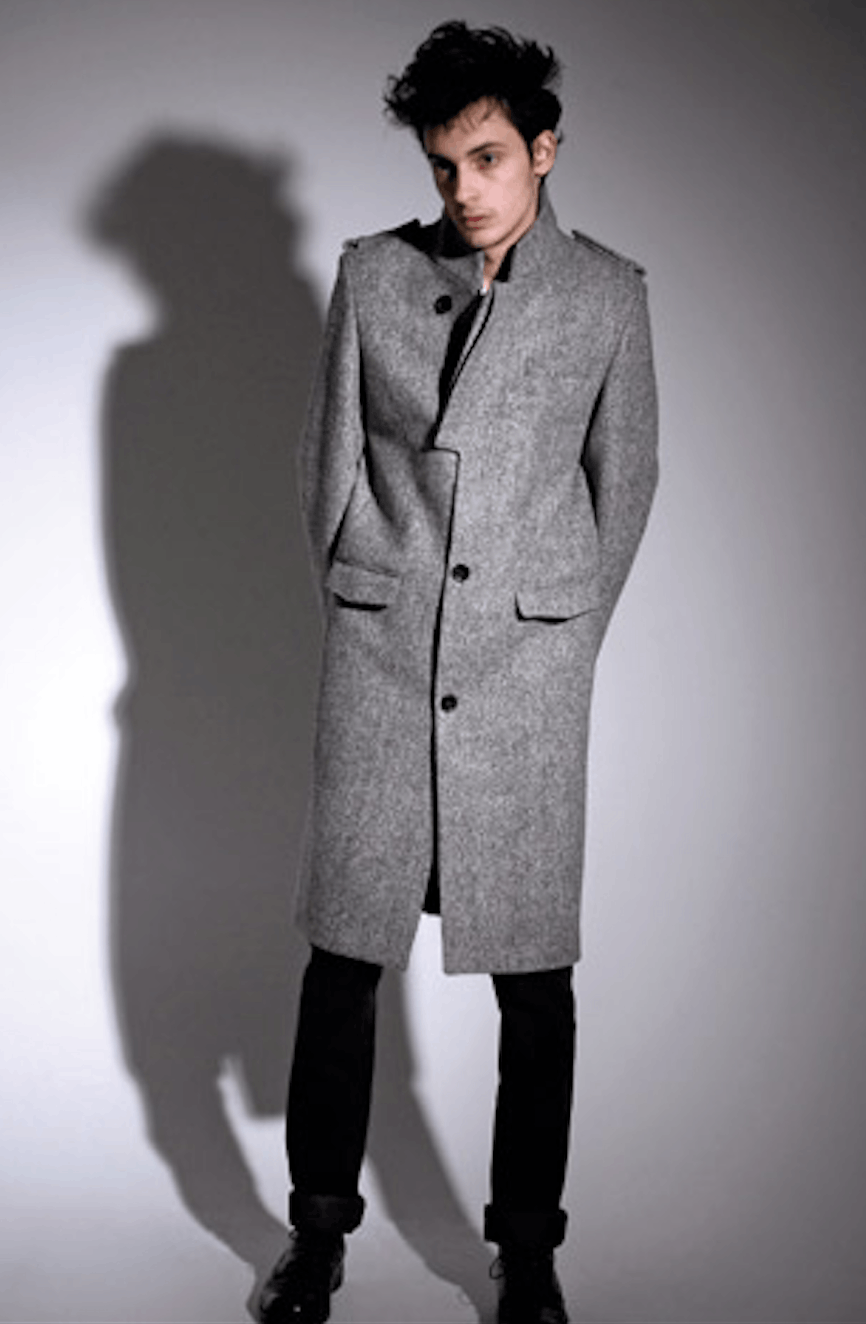 image of April 77 Military Officer Overcoat In Marble Grey Wool, Men's (Size Medium)