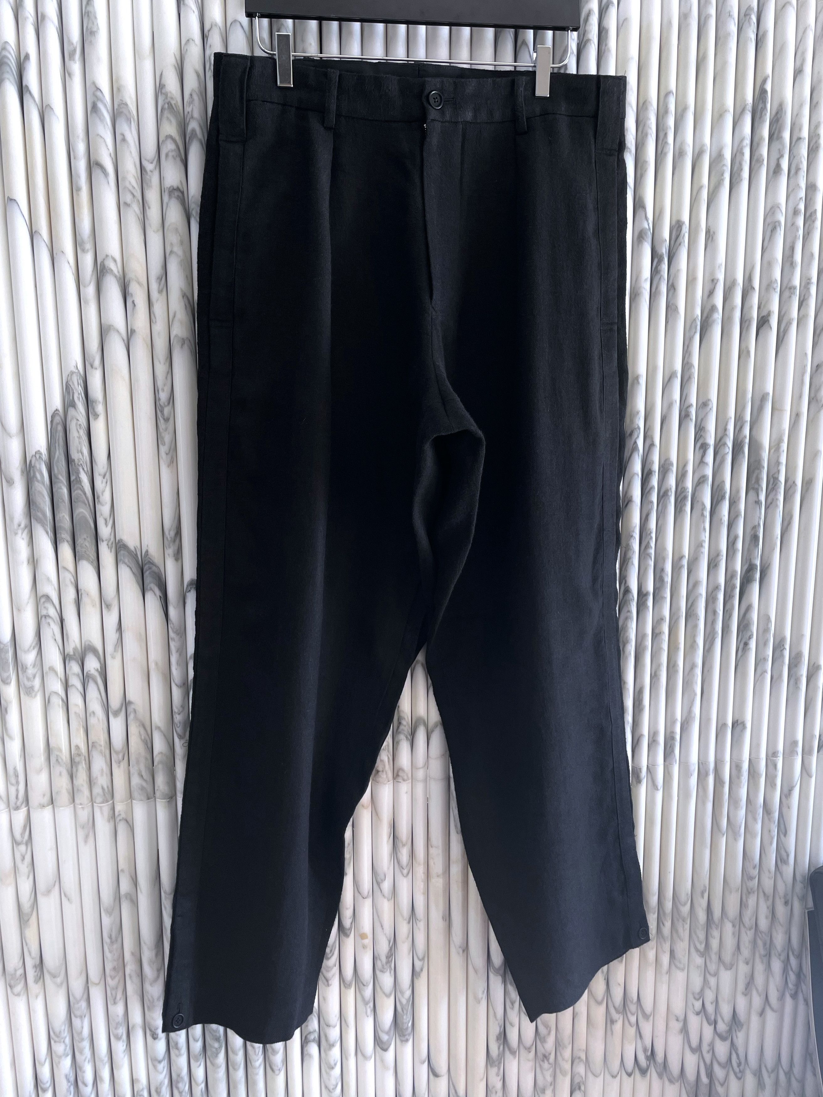 Yohji Yamamoto SLOUCHY HAKAMA WIDE LEG BLACK LINEN TROUSERS Size US 34 / EU 50 - 3 Thumbnail