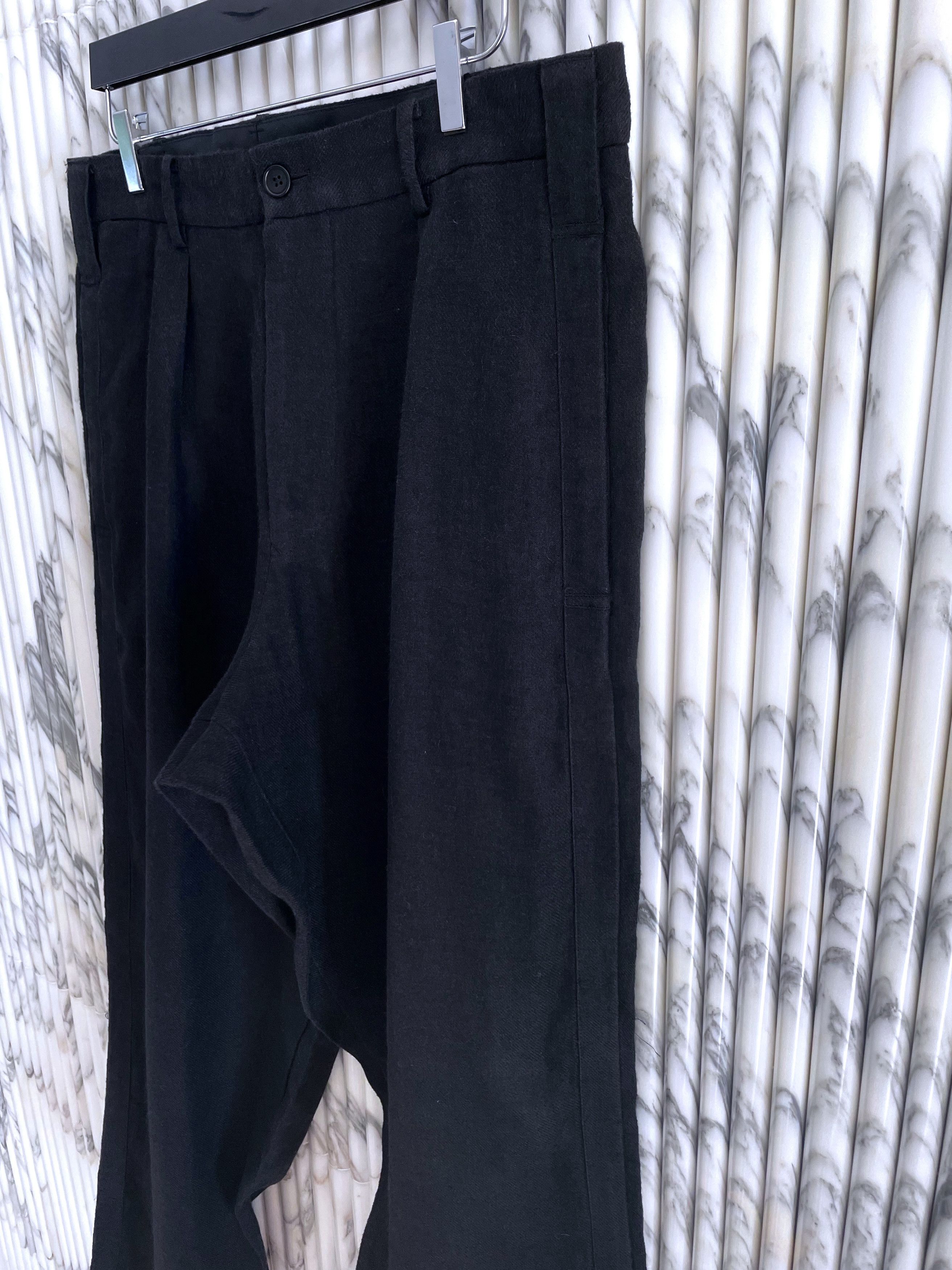 Yohji Yamamoto SLOUCHY HAKAMA WIDE LEG BLACK LINEN TROUSERS Size US 34 / EU 50 - 5 Thumbnail