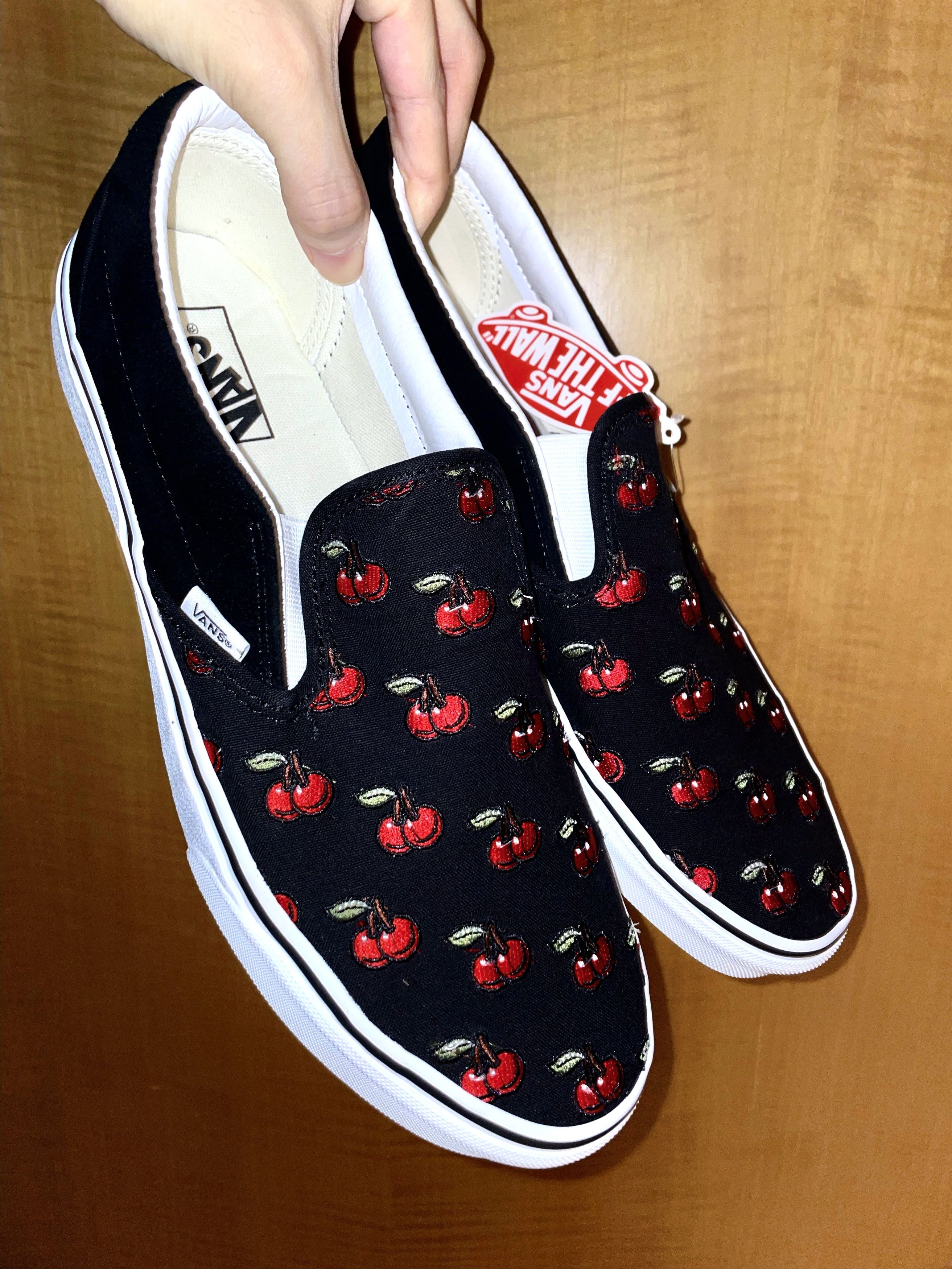 Vans CHERRY PRINTED CANVAS SLIP ON SKATE SNEAKERS Grailed