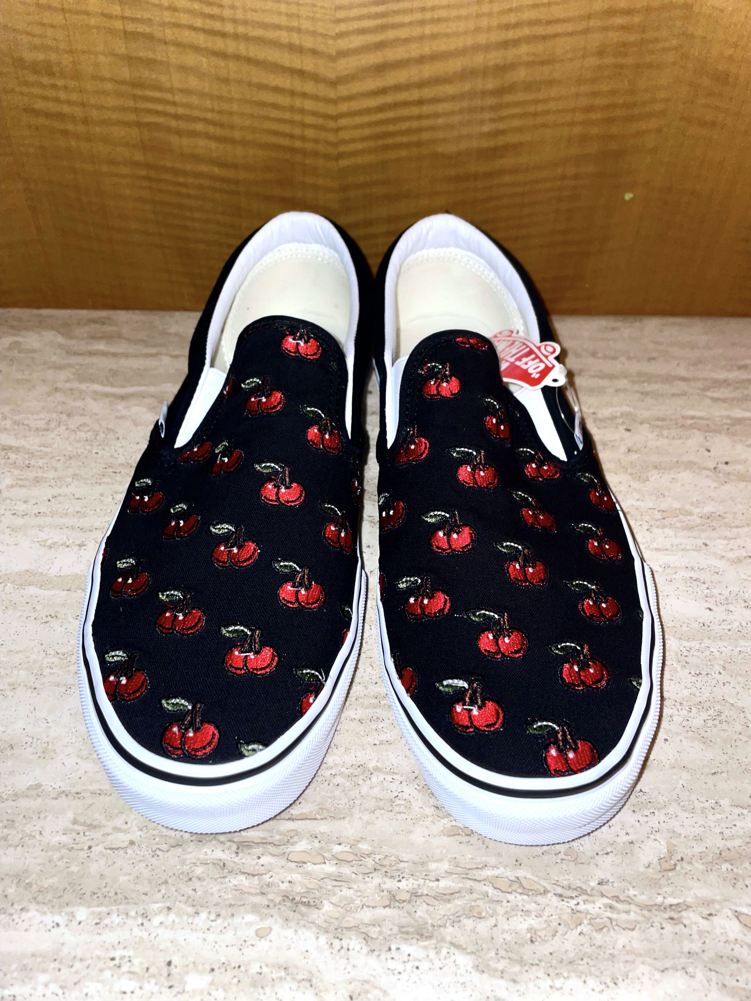 Vans CHERRY PRINTED CANVAS SLIP ON SKATE SNEAKERS Size US 12 / EU 45 - 5 Thumbnail