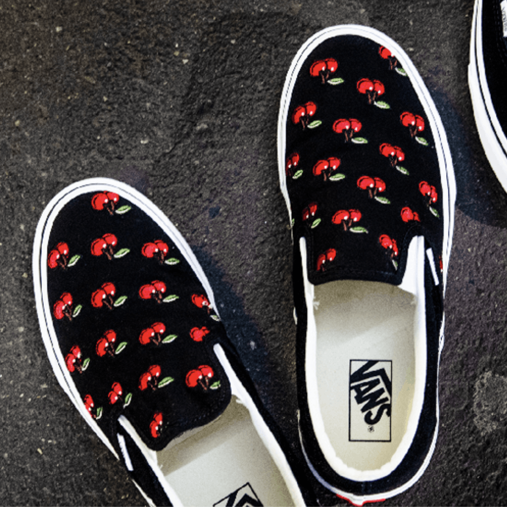 Vans CHERRY PRINTED CANVAS SLIP ON SKATE SNEAKERS Size US 12 / EU 45 - 2 Thumbnail
