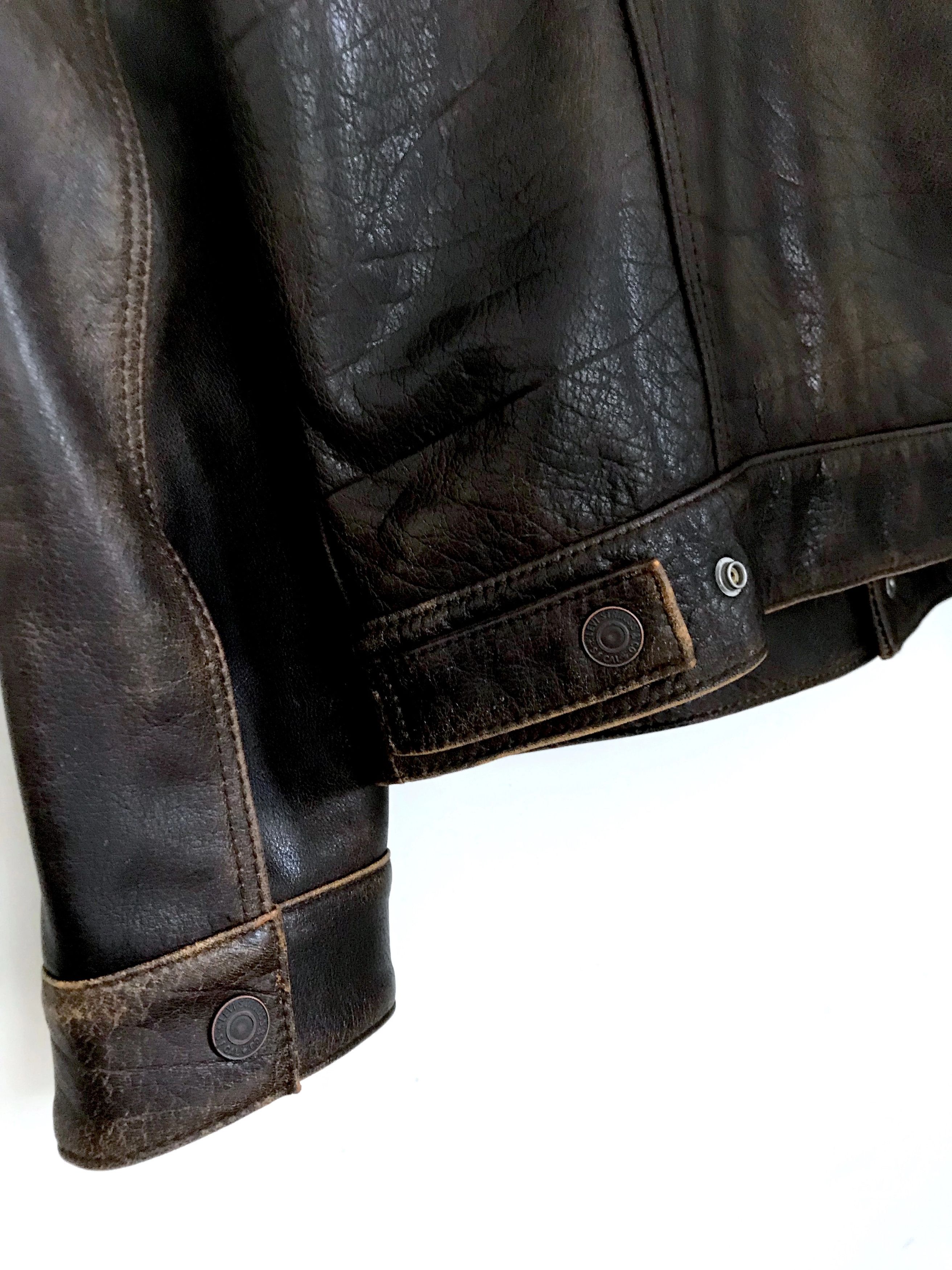 Levi's BNWT DISTRESSED BUFFALO LEATHER TYPE 3 TRUCKER JACKET Size US M / EU 48-50 / 2 - 13 Thumbnail