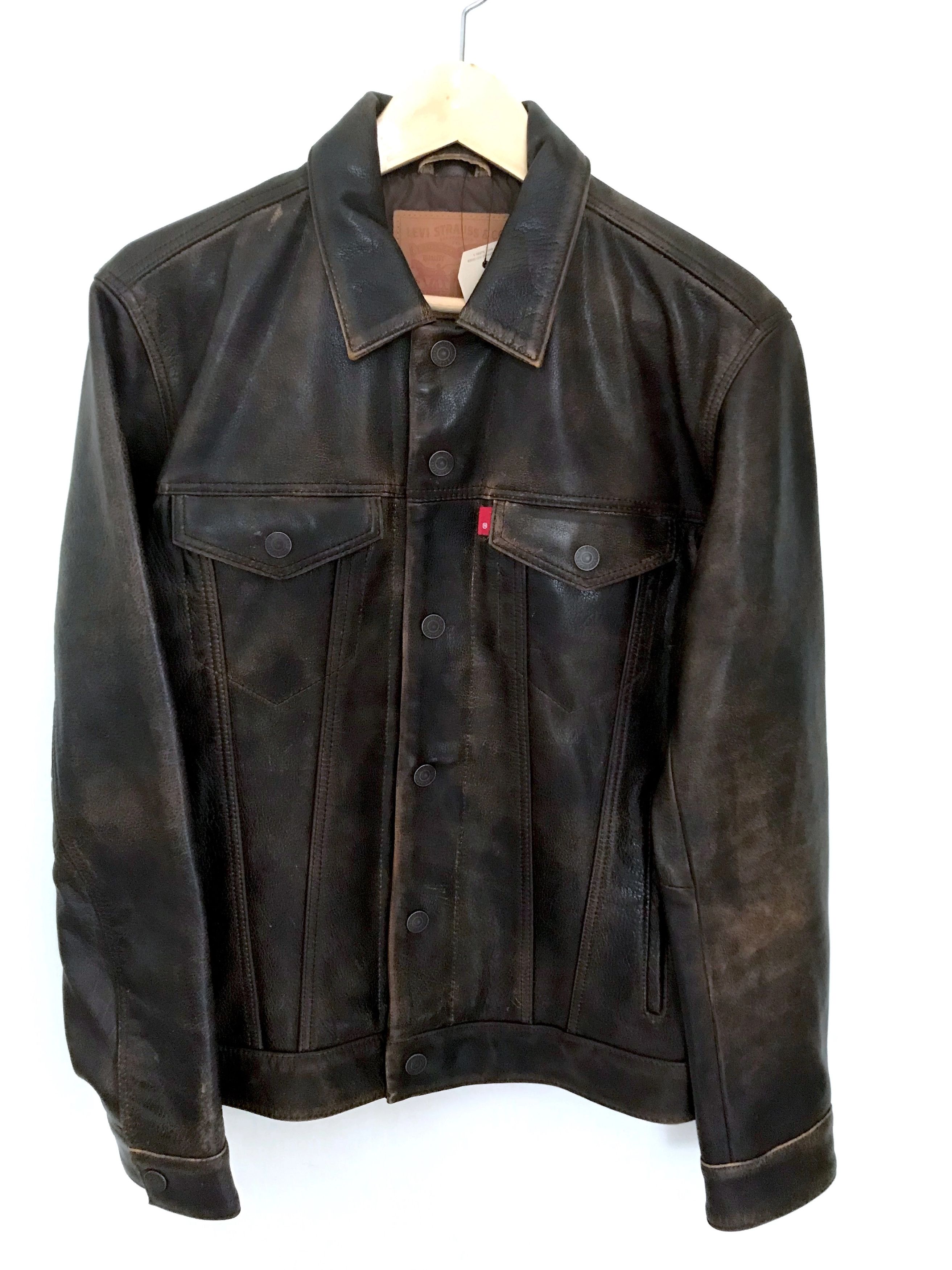 Levi s BNWT DISTRESSED BUFFALO LEATHER TRUCKER JACKET Grailed