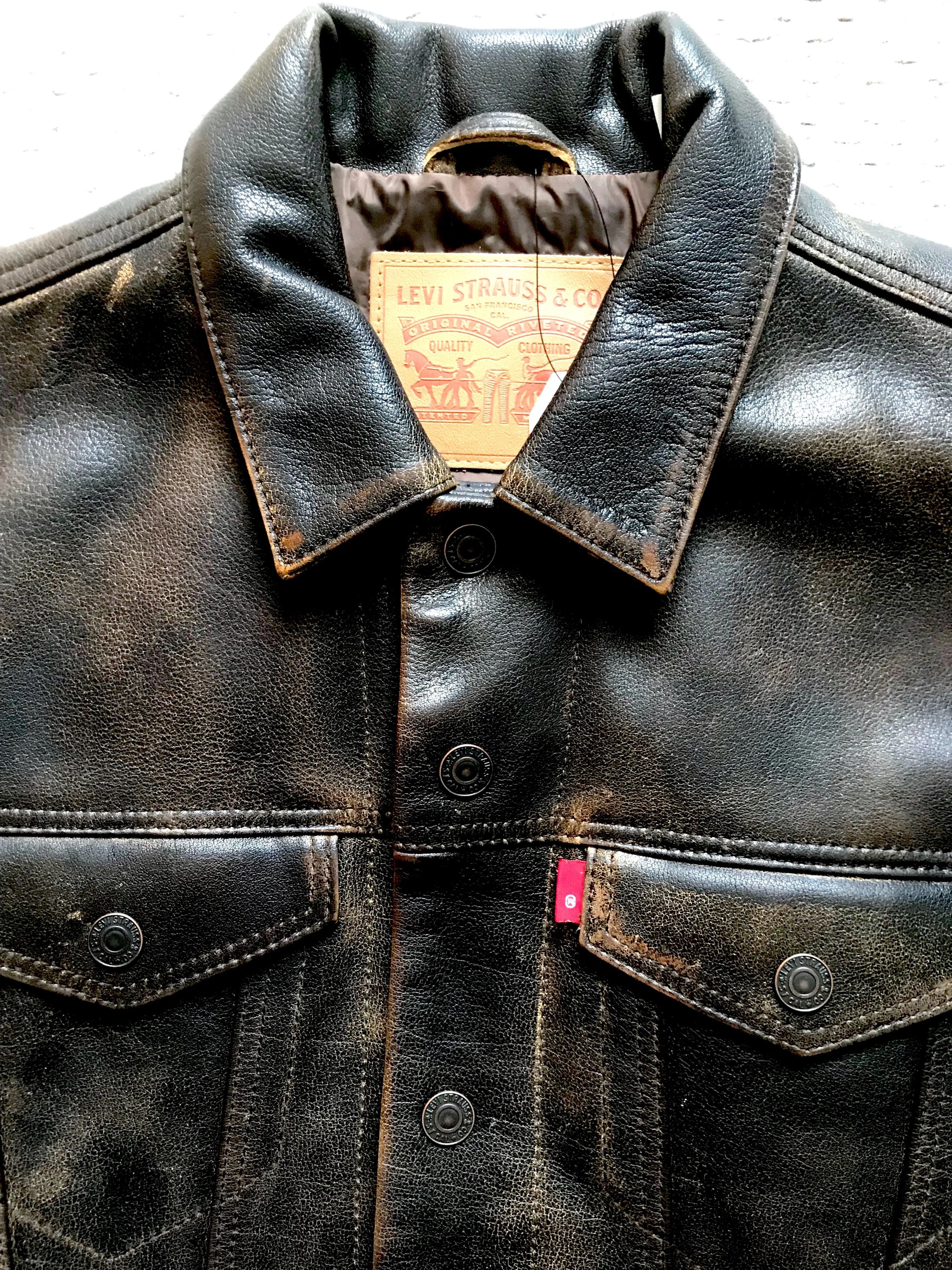 Levi's BNWT DISTRESSED BUFFALO LEATHER TYPE 3 TRUCKER JACKET Size US M / EU 48-50 / 2 - 7 Thumbnail