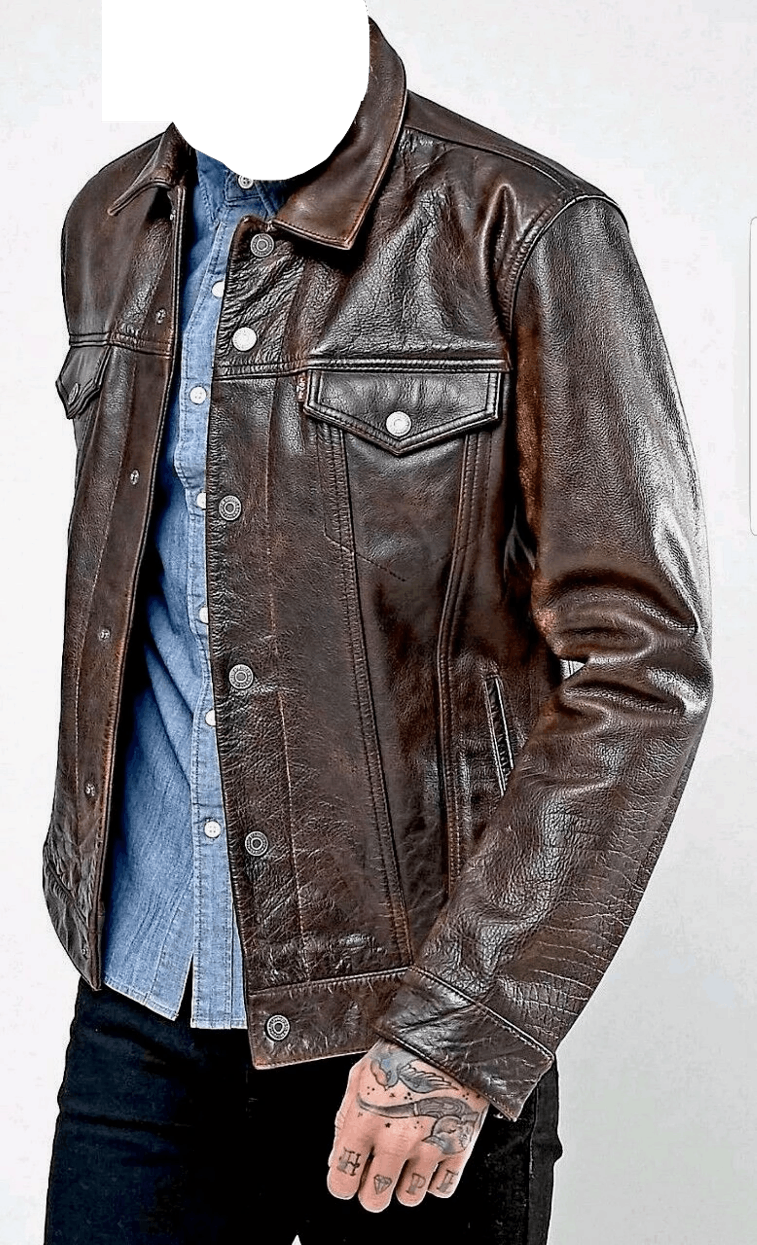 Levi's BNWT DISTRESSED BUFFALO LEATHER TYPE 3 TRUCKER JACKET Size US M / EU 48-50 / 2 - 18 Thumbnail