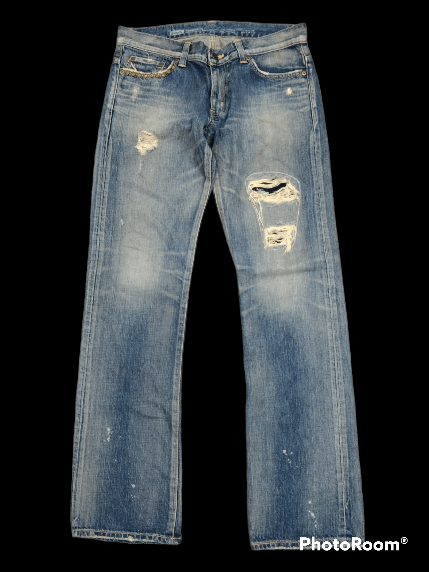Edwin SICK RIPED STUDDED EDWIN🇯🇵DENIM PANTS Size US 31 - 1 Preview