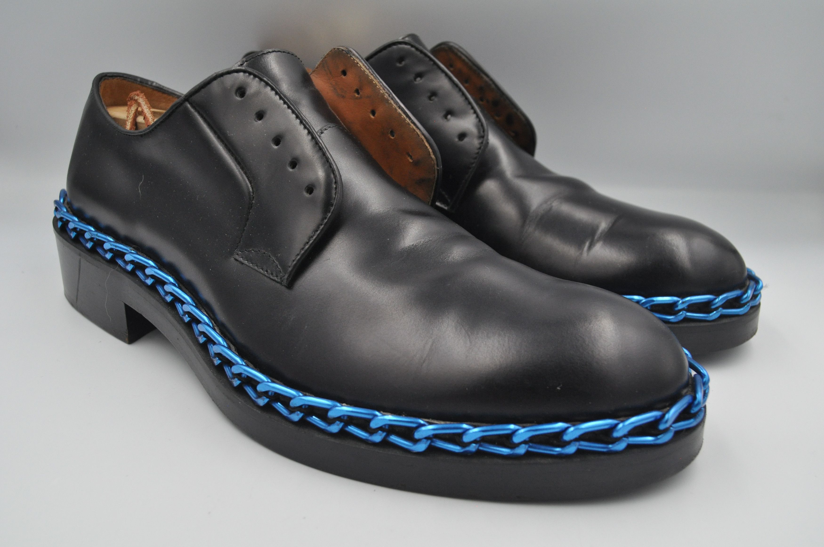image of Raf Simons - S/s 13 - Chain-Trimmed Derby Shoes in Black, Men's (Size 9)