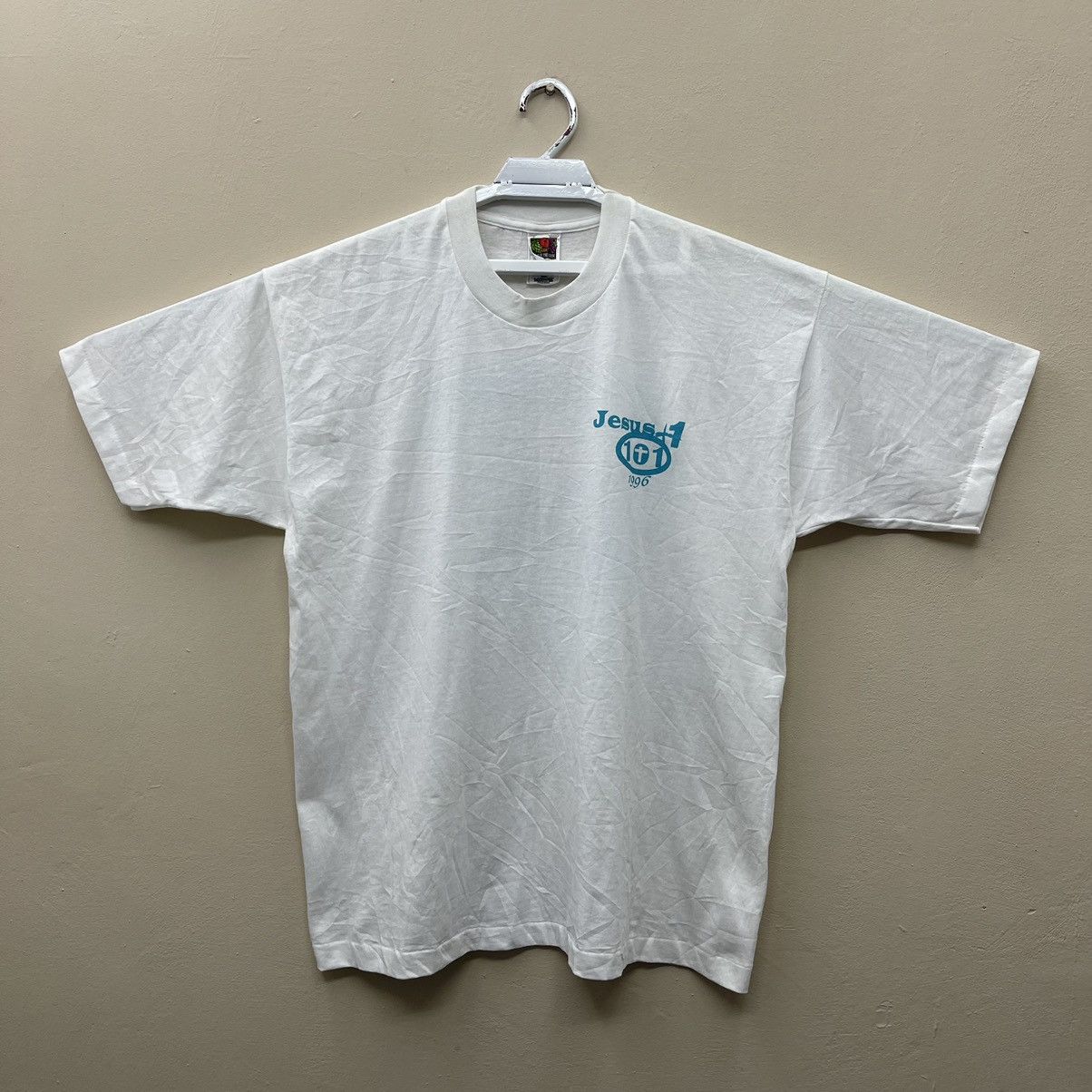 Vintage Vintage 90s Jesus T-Shirt God's Power Point Art Design Photo Size US XL / EU 56 / 4 - 2 Thumbnail