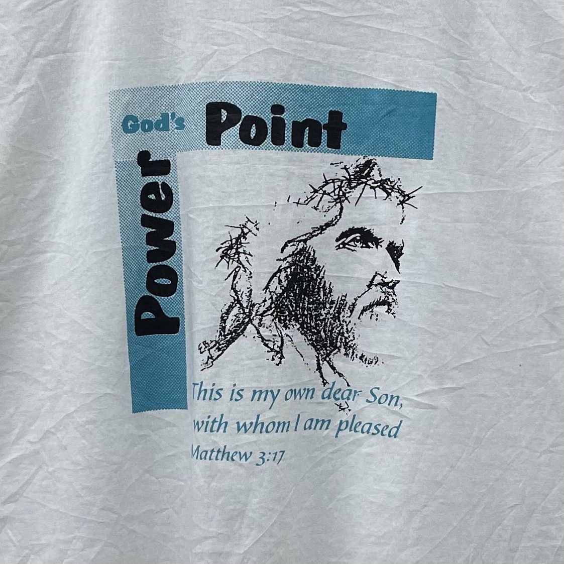 Vintage Vintage 90s Jesus T-Shirt God's Power Point Art Design Photo Size US XL / EU 56 / 4 - 3 Thumbnail