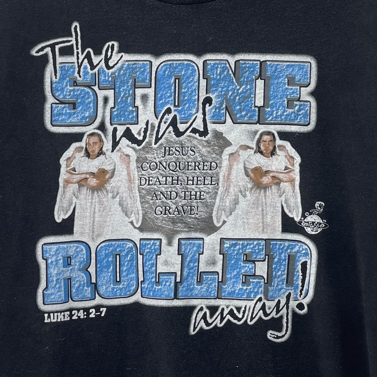 Other The Stone Rolled Was Away Luke 24: 2-7 Vintage 90s T-Shirt Size US L / EU 52-54 / 3 - 2 Thumbnail