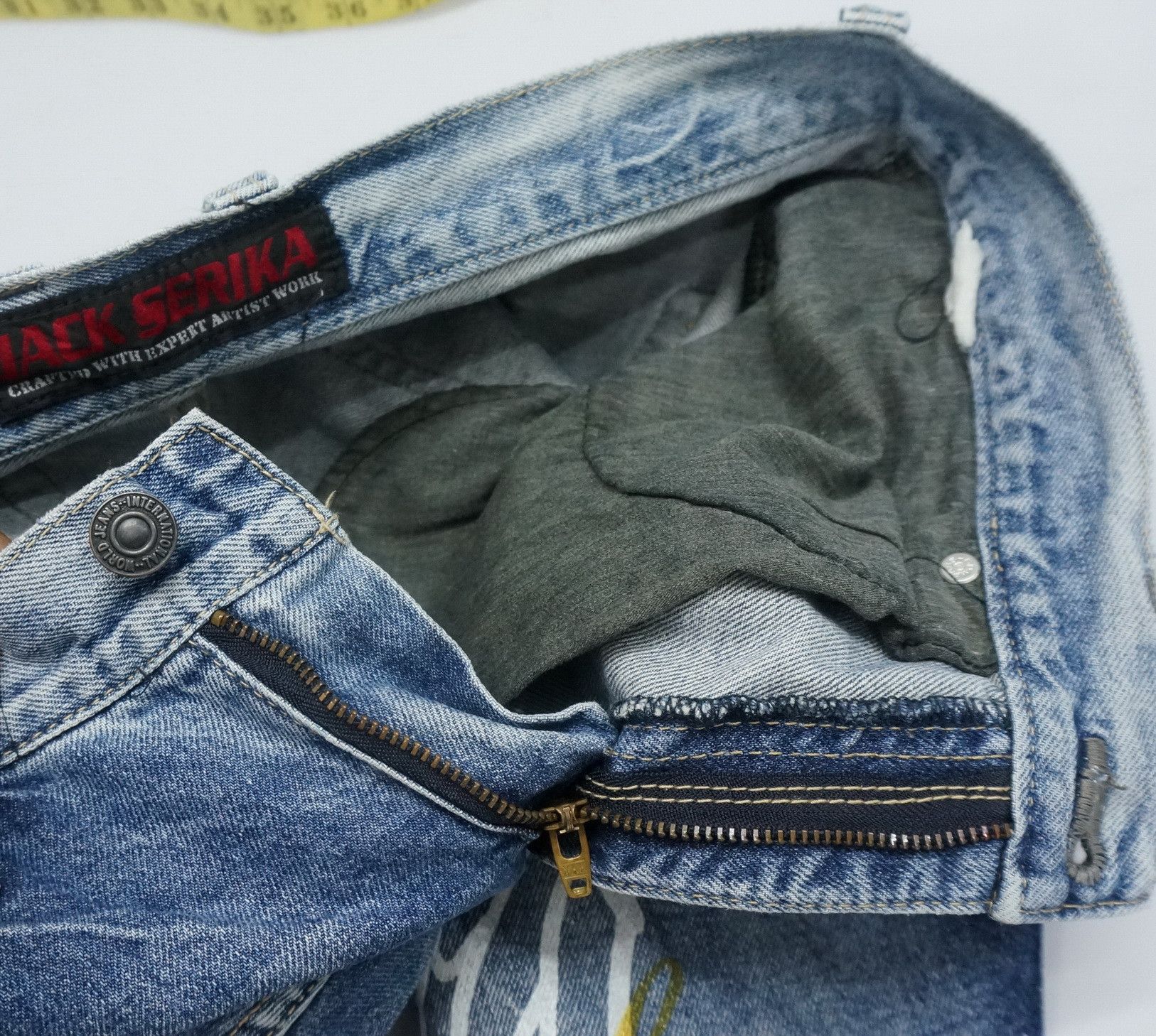 Japanese Brand 🔥 JACK SERIKA Vintage Wings Printed Flared Jeans Size US 30 / EU 46 - 13 Thumbnail