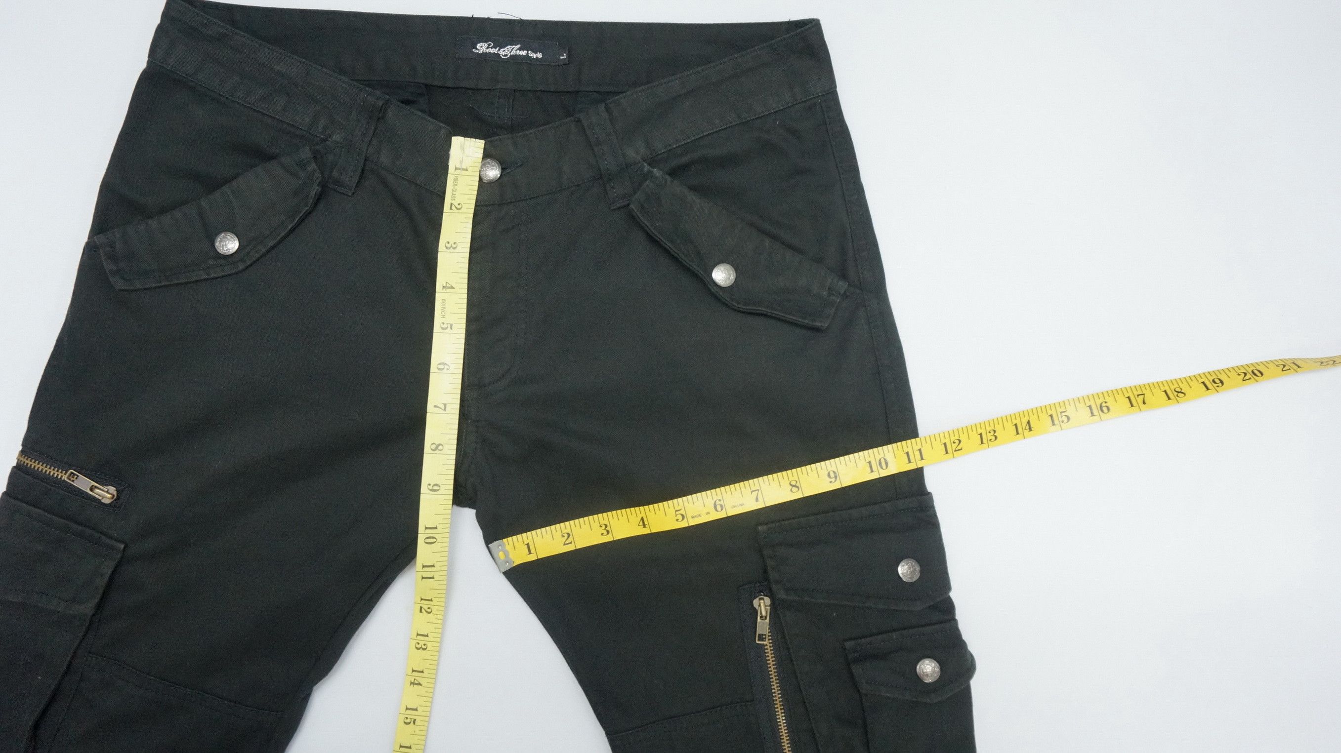 Japanese Brand Vtg ROOT THREE Low Rise Flare Leg Black Worn Cargo Pants Size US 32 / EU 48 - 15 Thumbnail
