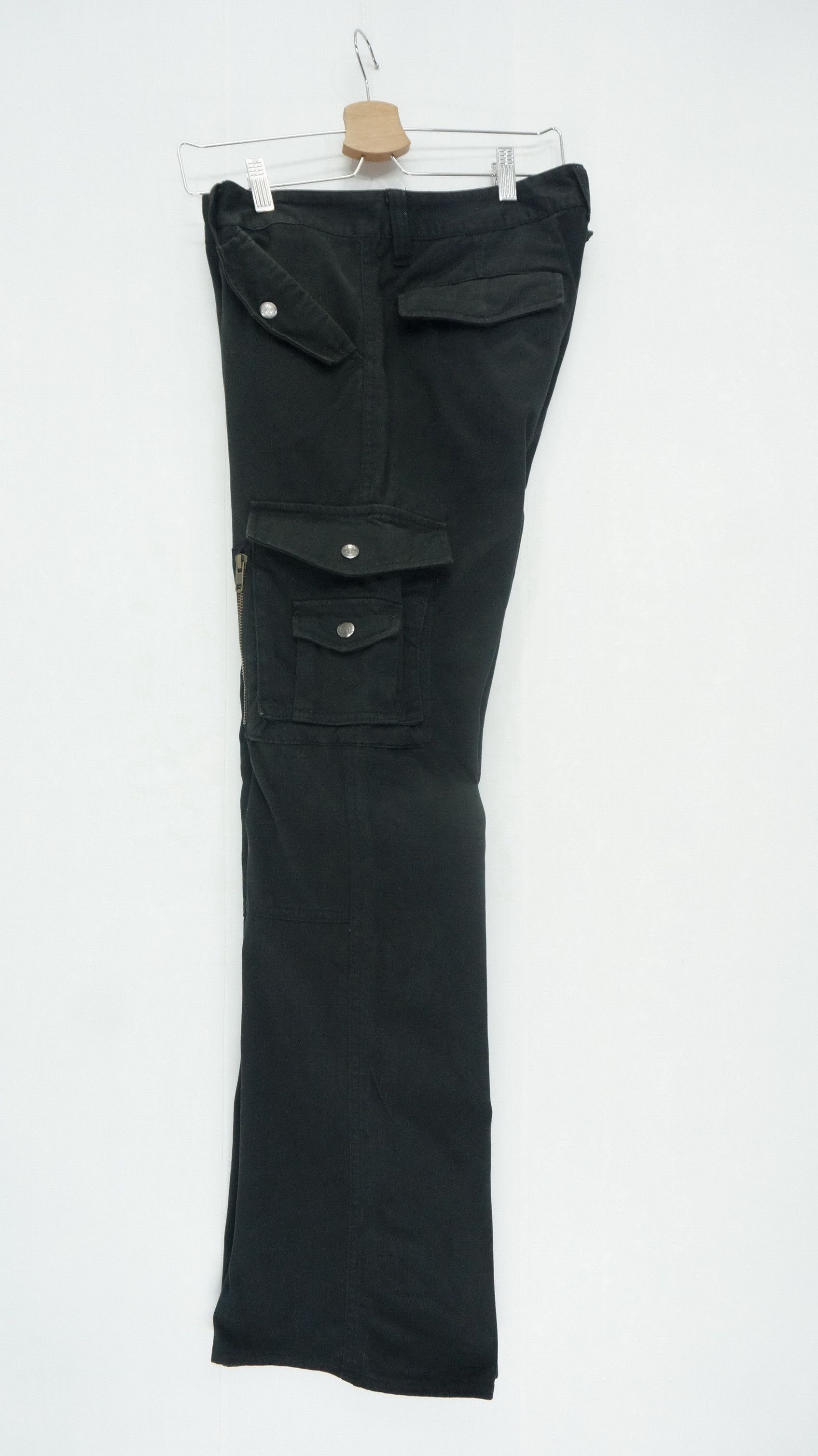 Japanese Brand Vtg ROOT THREE Low Rise Flare Leg Black Worn Cargo Pants Size US 32 / EU 48 - 12 Thumbnail