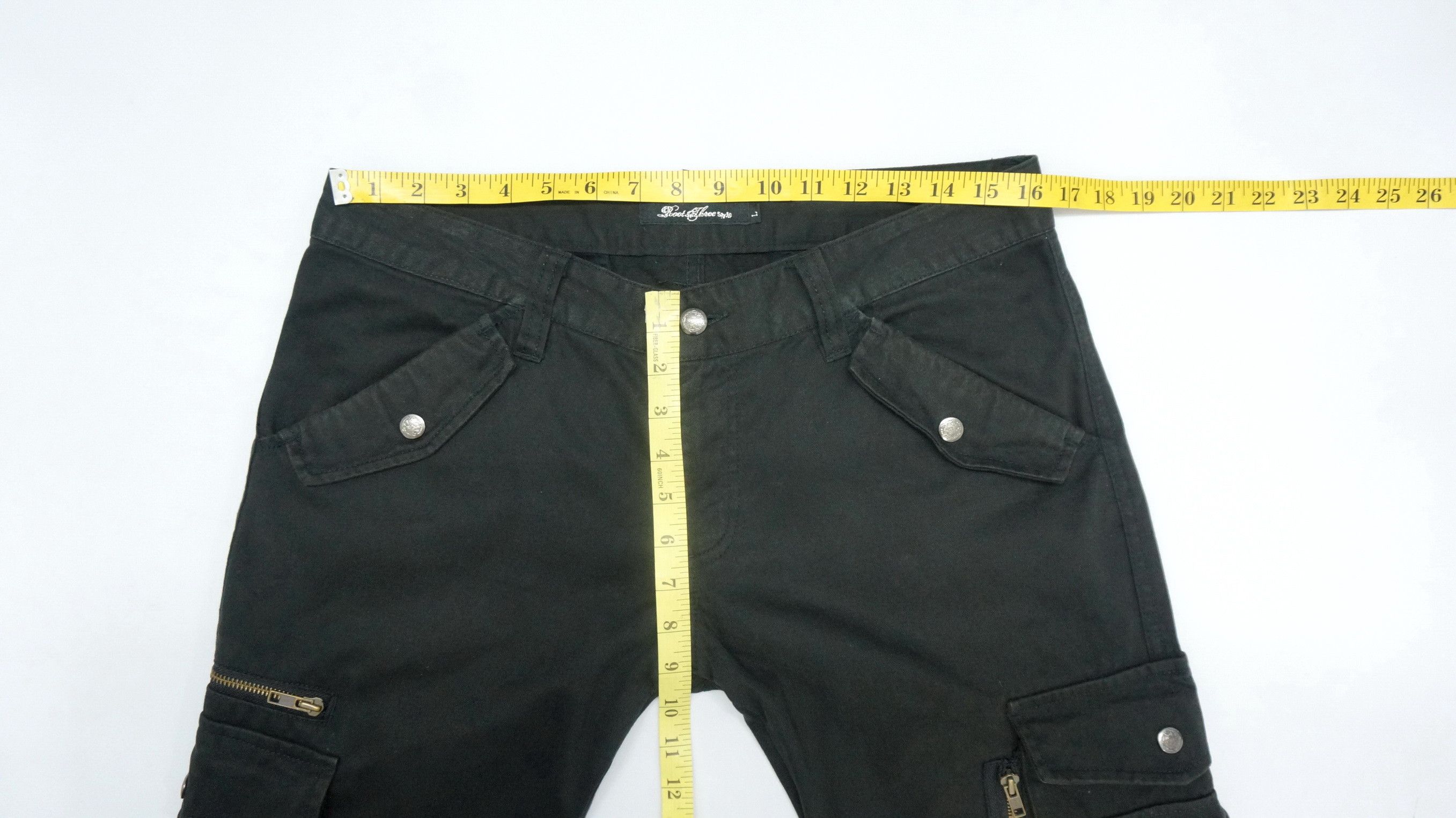 Japanese Brand Vtg ROOT THREE Low Rise Flare Leg Black Worn Cargo Pants Size US 32 / EU 48 - 14 Thumbnail