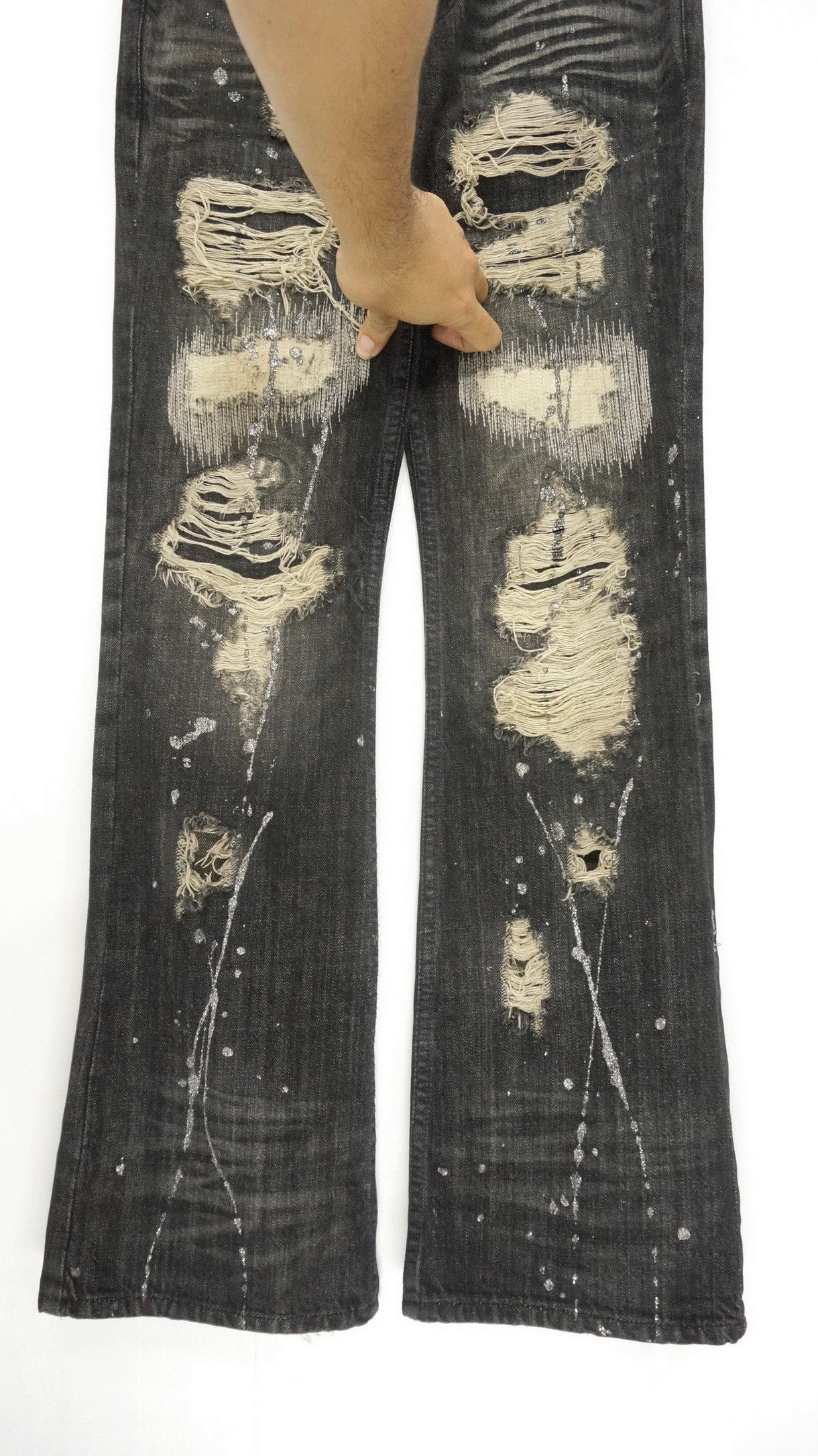 Vintage SickVtg🔥 Flare MIDAS Worn Distressed Lowrise Jeans Size US 30 / EU 46 - 7 Thumbnail