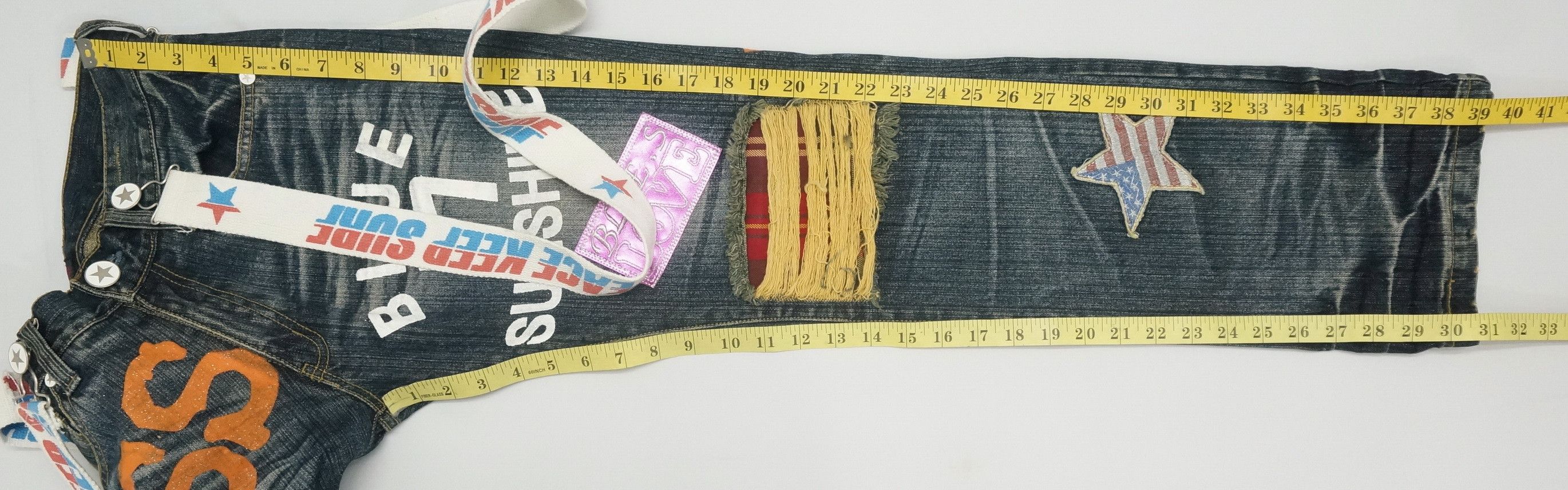 Japanese Brand Blue Sunshine California Surf Patches Jeans Size US 29 - 16 Thumbnail