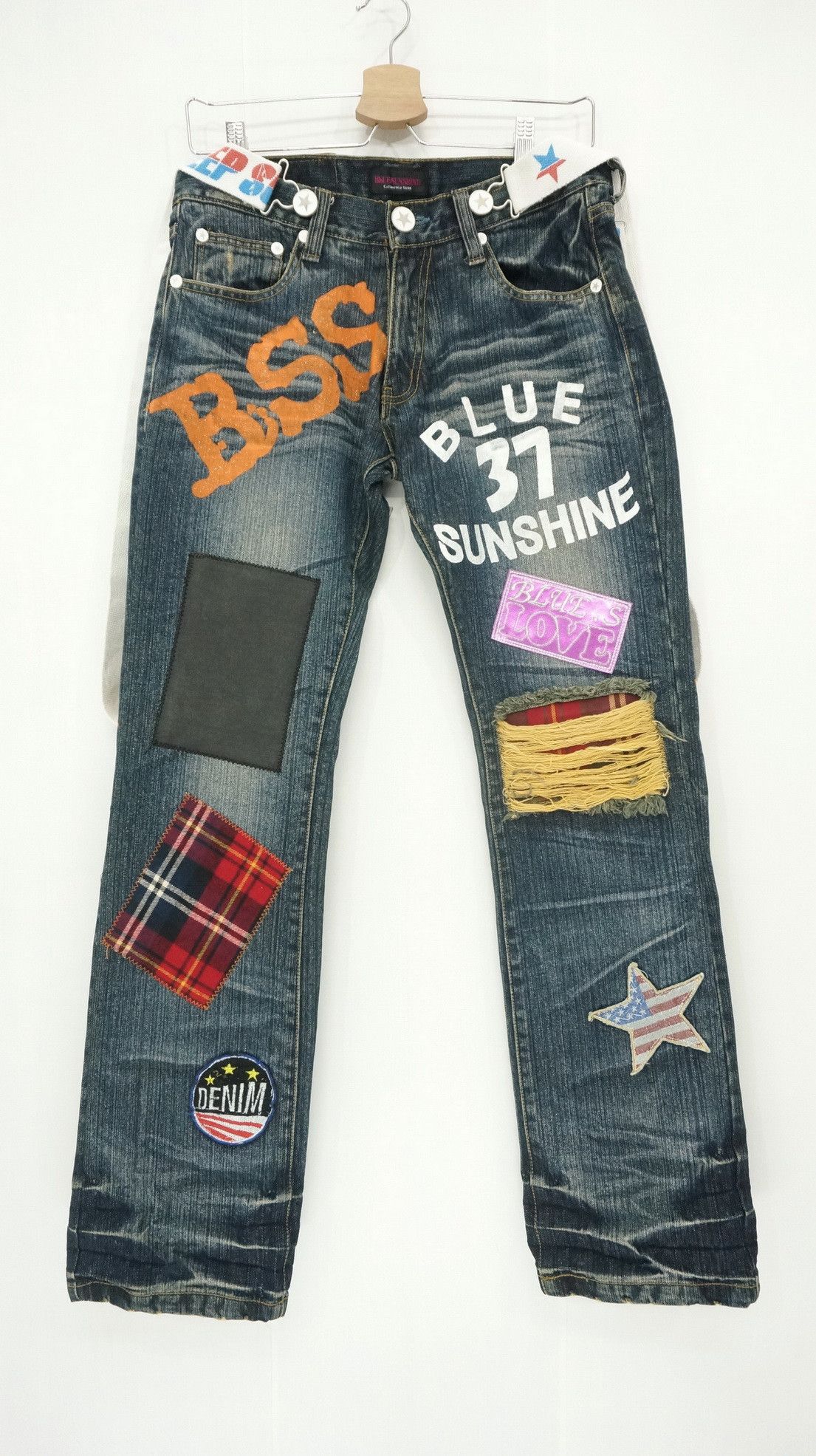 Japanese Brand Blue Sunshine California Surf Patches Jeans Size US 29 - 3 Thumbnail
