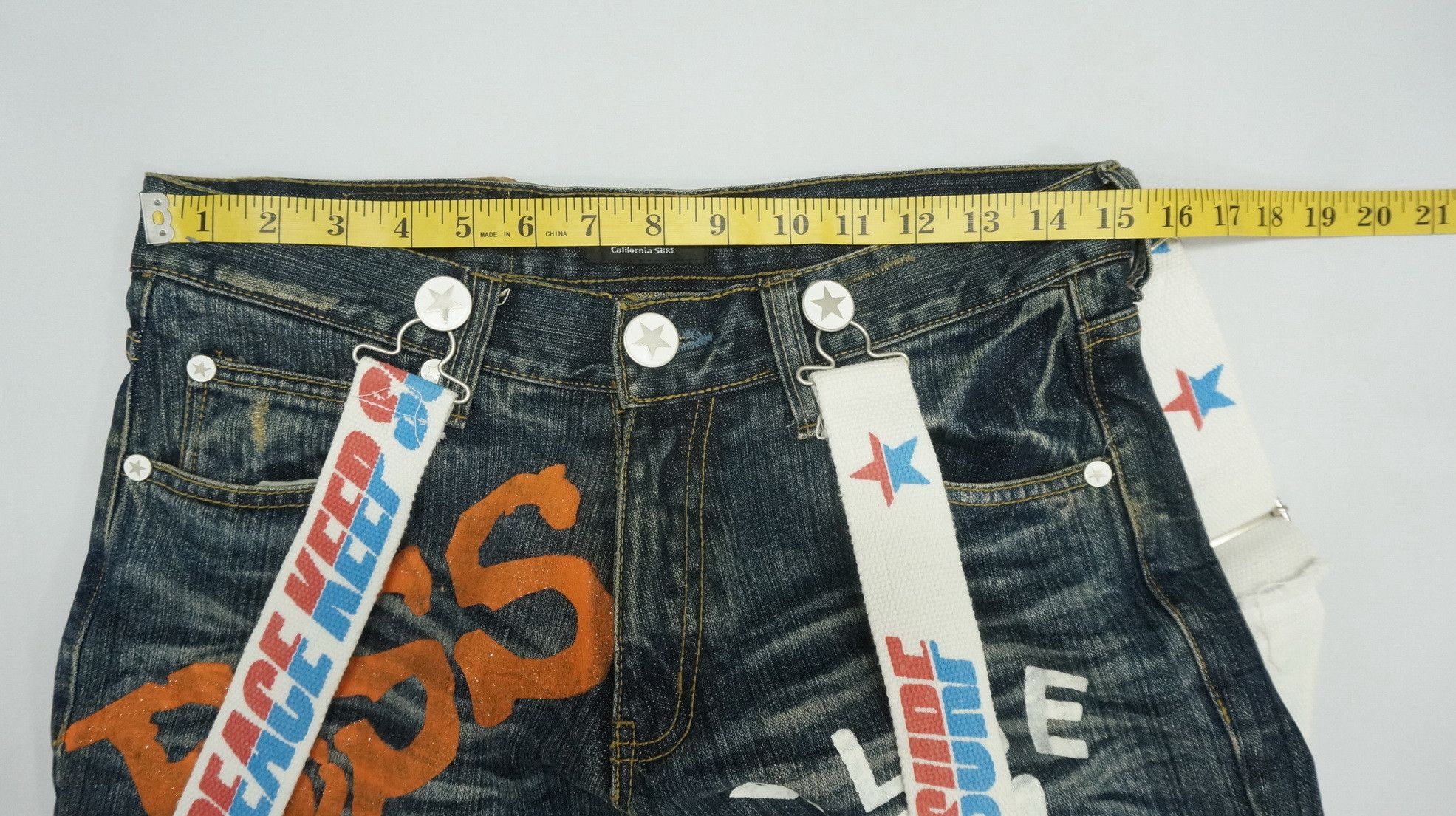 Japanese Brand Blue Sunshine California Surf Patches Jeans Size US 29 - 15 Thumbnail