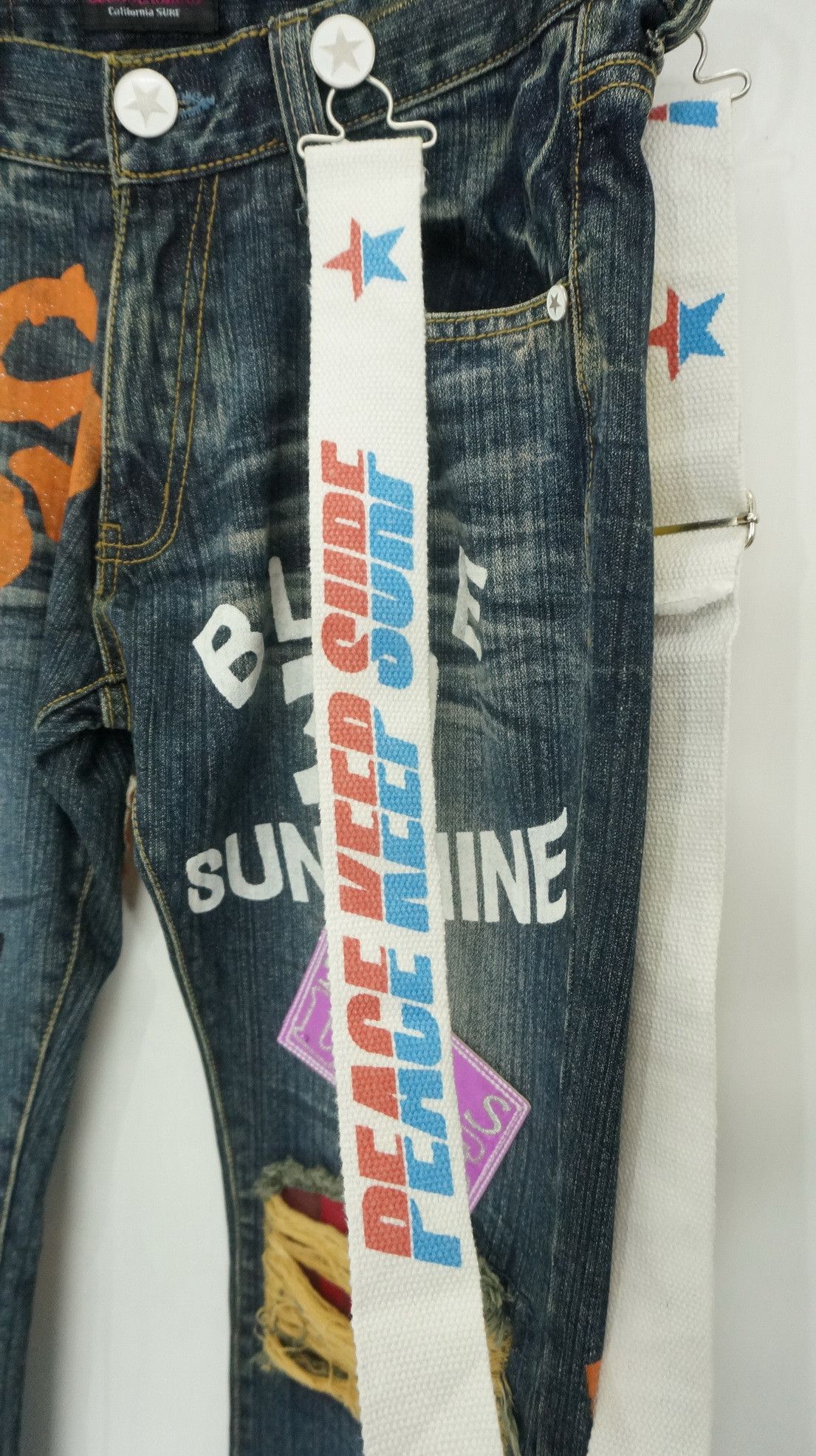 Japanese Brand Blue Sunshine California Surf Patches Jeans Size US 29 - 2 Thumbnail