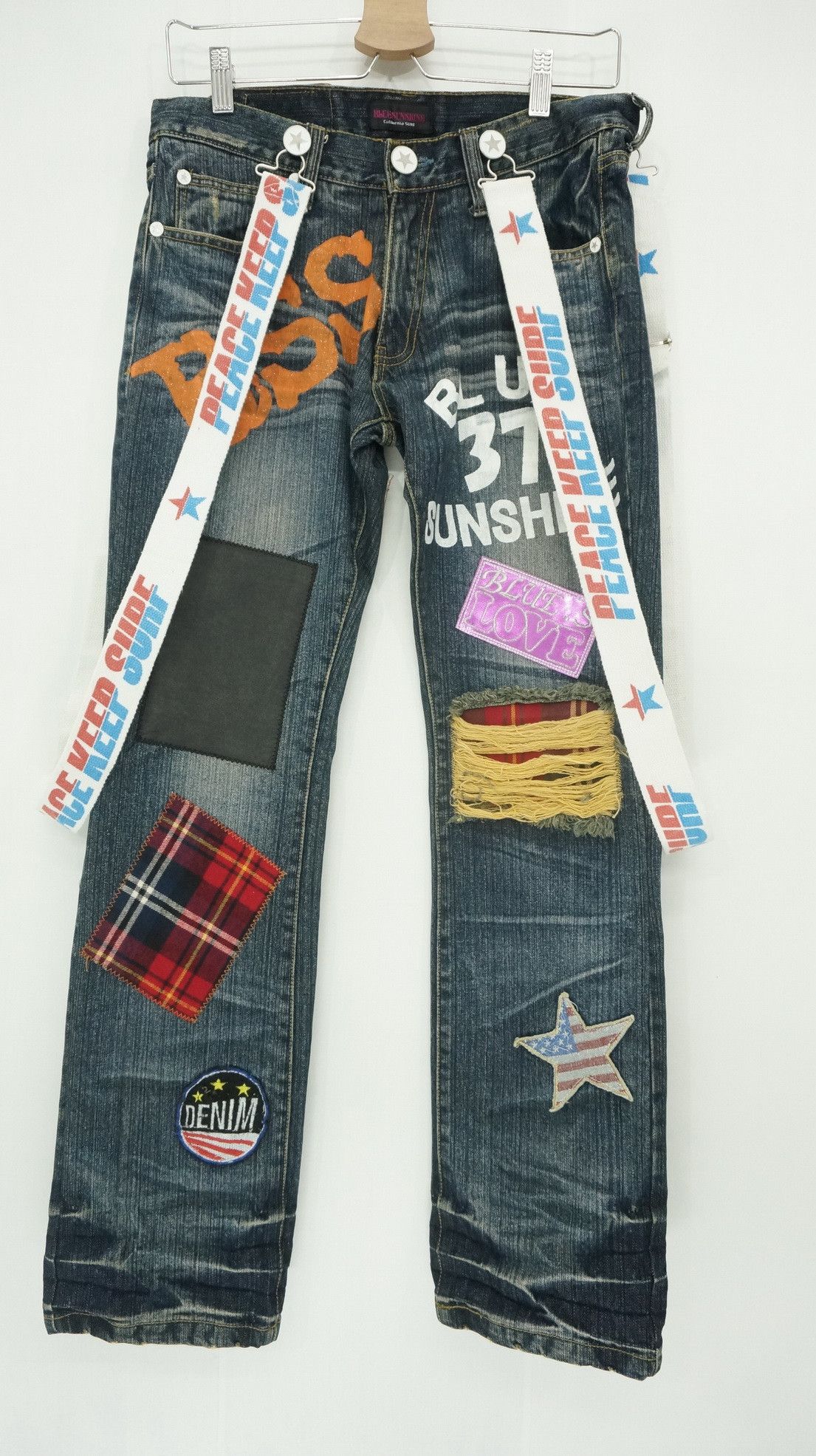 Japanese Brand Blue Sunshine California Surf Patches Jeans Size US 29 - 1 Thumbnail