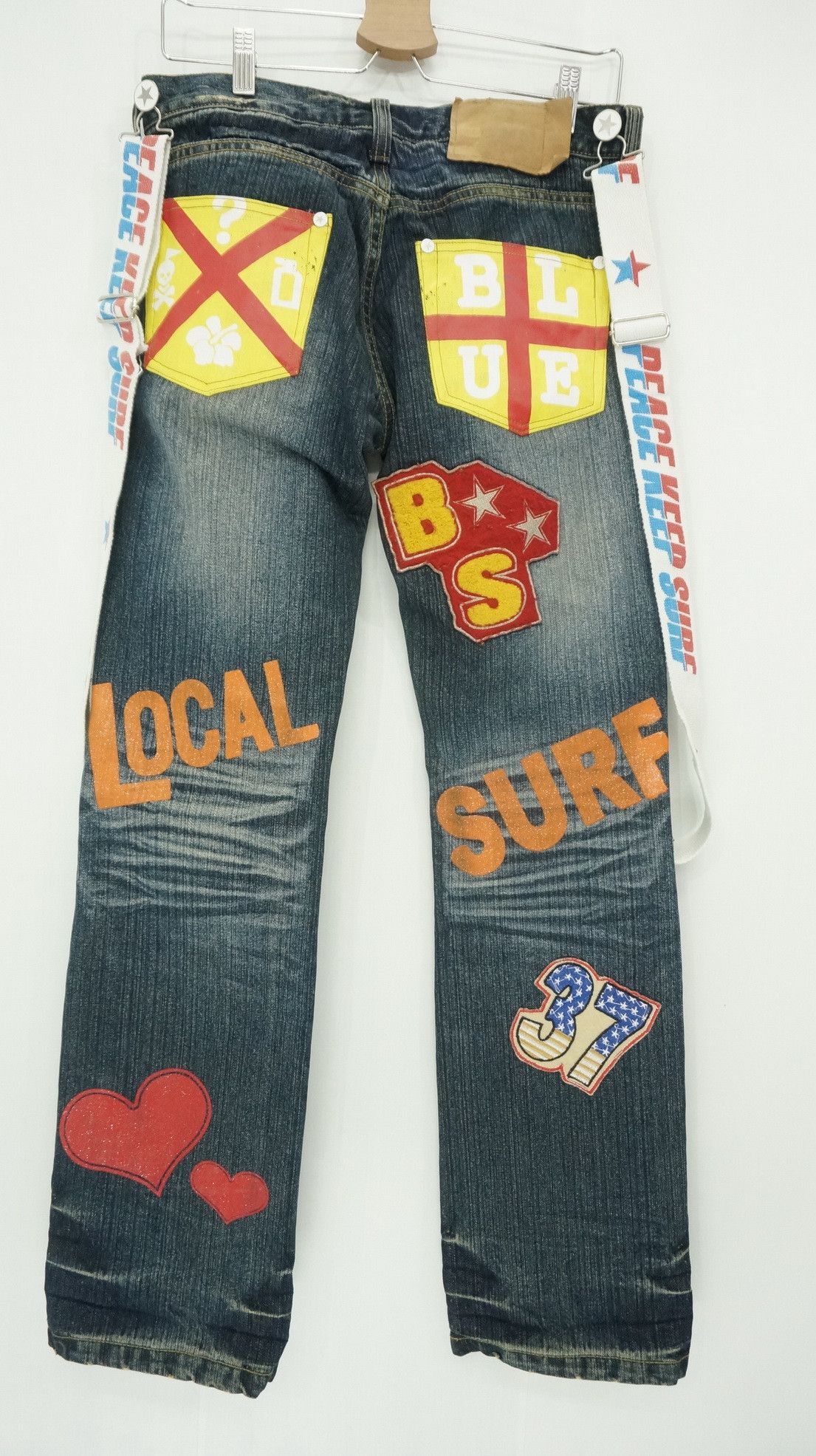 Japanese Brand Blue Sunshine California Surf Patches Jeans Size US 29 - 4 Thumbnail