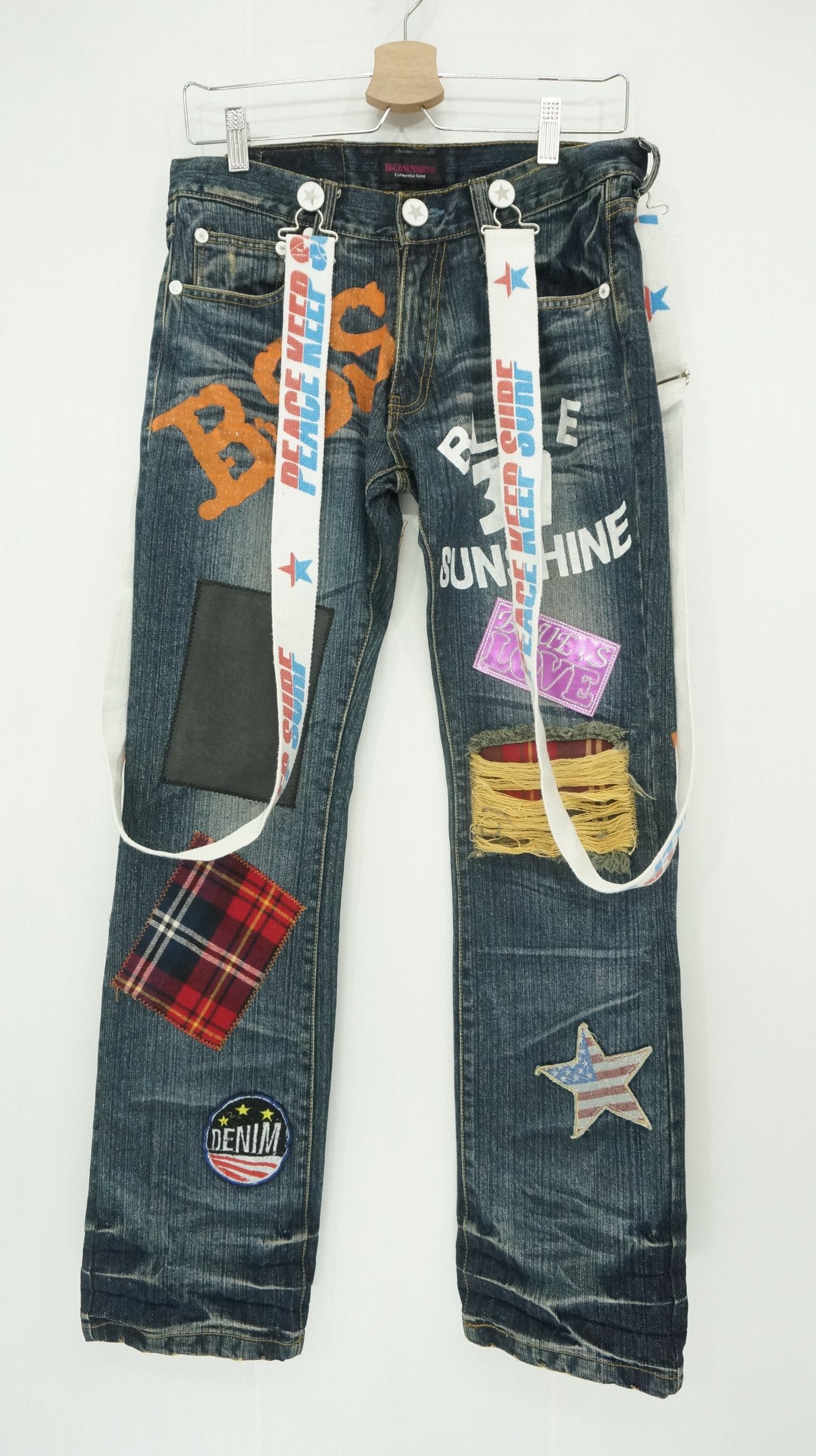 Japanese Brand Blue Sunshine California Surf Patches Jeans Size US 29 - 20 Thumbnail