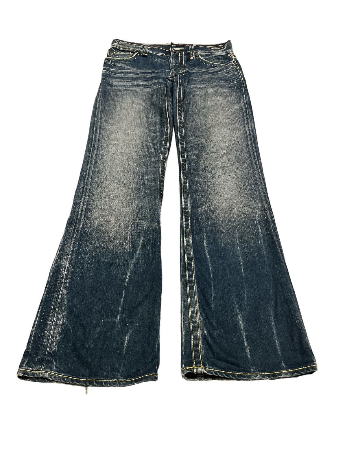 Japanese Brand FLARED💥VINTAGE 575 DISTRESSED DENIM PANT Size US 32 / EU 48 - 2 Thumbnail