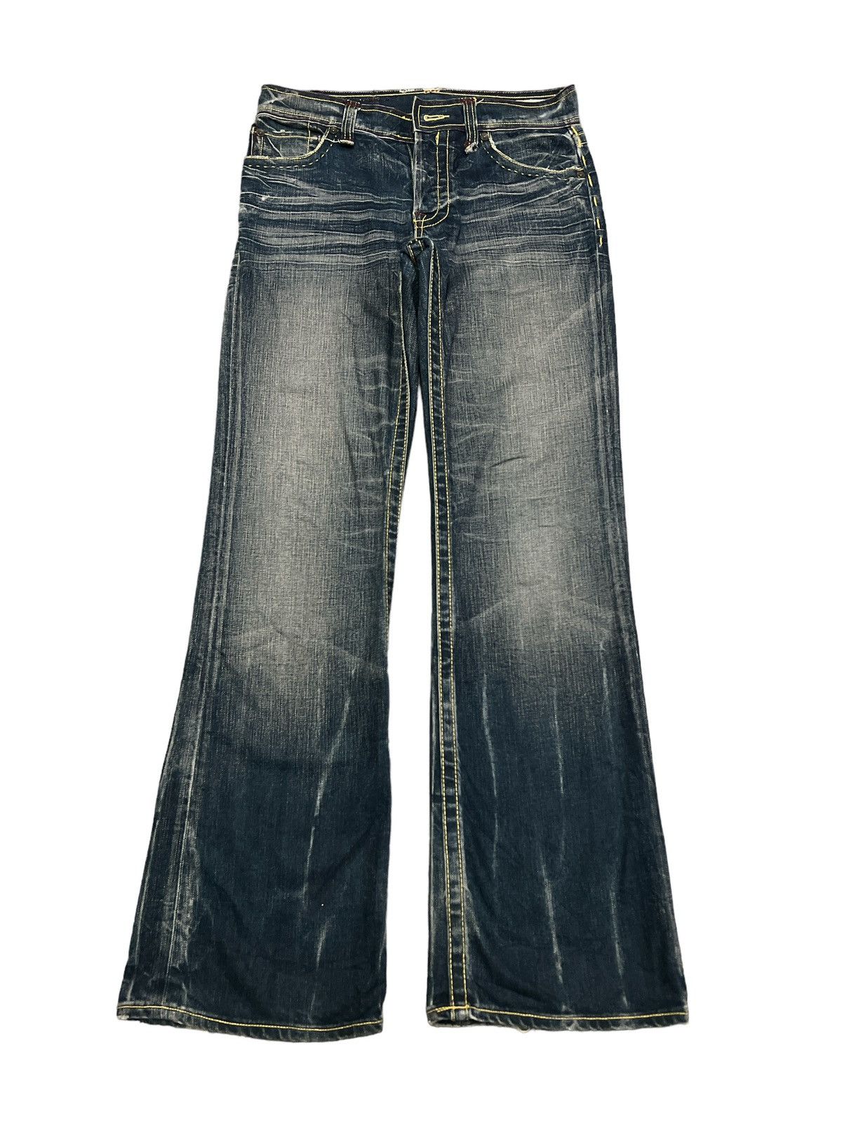 image of Avant Garde Flaredvintage 575 Distressed Denim Pant in Blue, Men's (Size 32)